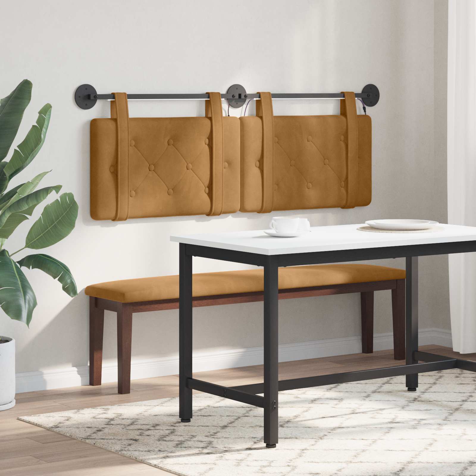 Tête de lit suspendue Avec lumière LED Marron Velours - XIOS