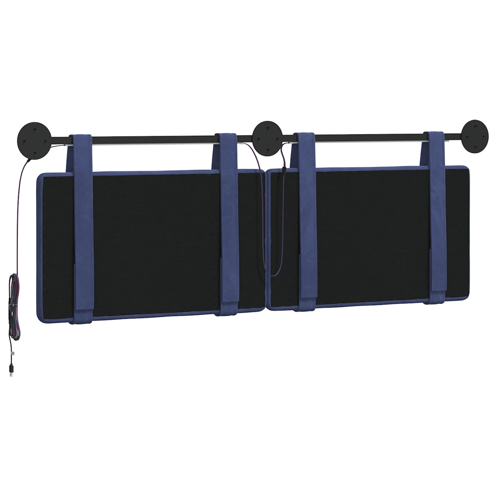 Tête de lit suspendue Avec lumière LED Bleu police Velours - XIOS