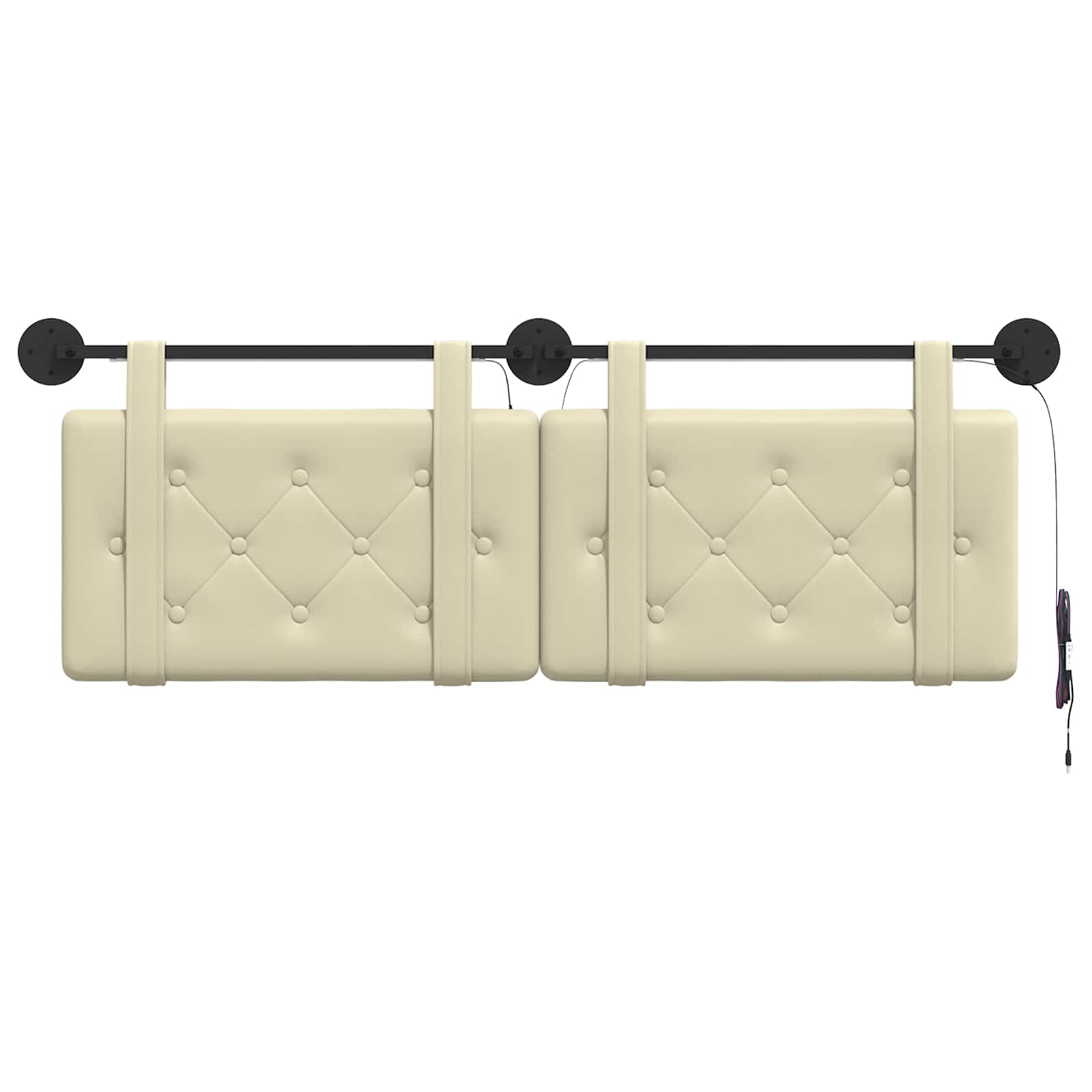 Tête de lit suspendue Avec lumière LED Crème Simili cuir - XIOS