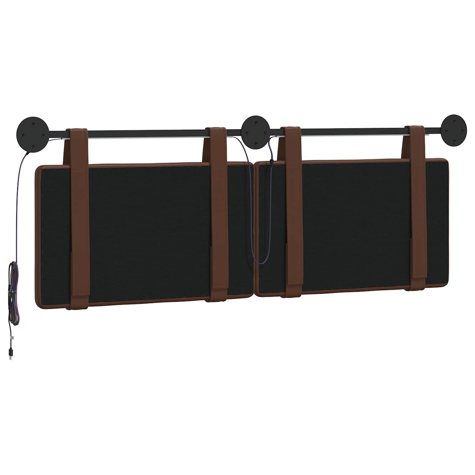 Tête de lit suspendue Avec lumière LED Marron Simili cuir - XIOS
