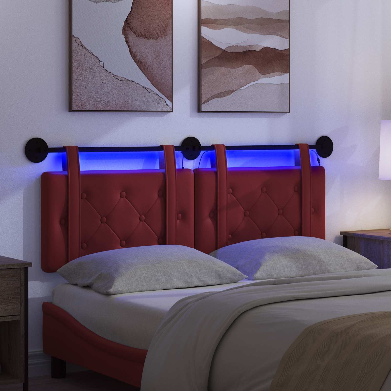 Tête de lit suspendue Avec lumière LED Bordeaux Simili cuir - XIOS