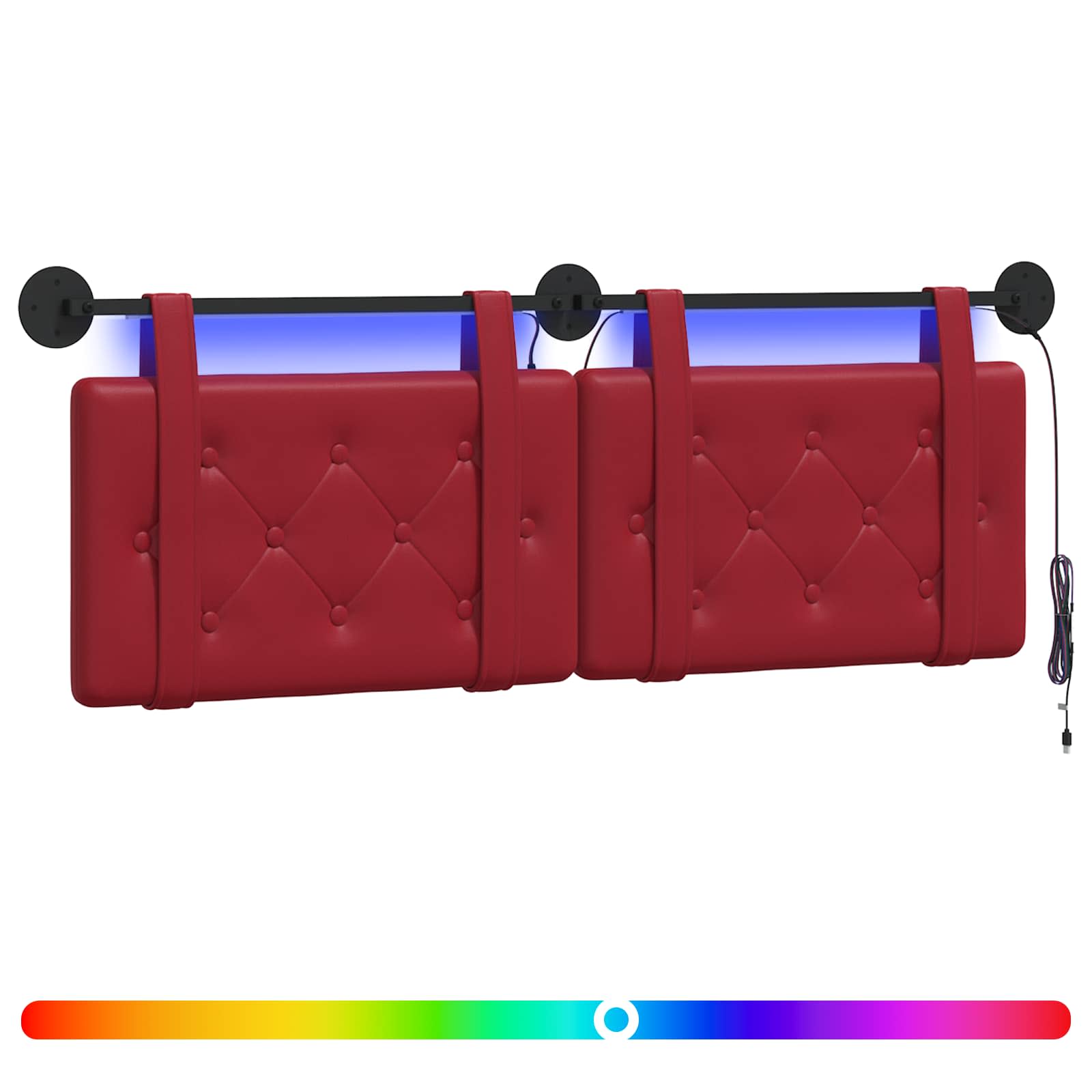 Tête de lit suspendue Avec lumière LED Bordeaux Simili cuir - XIOS
