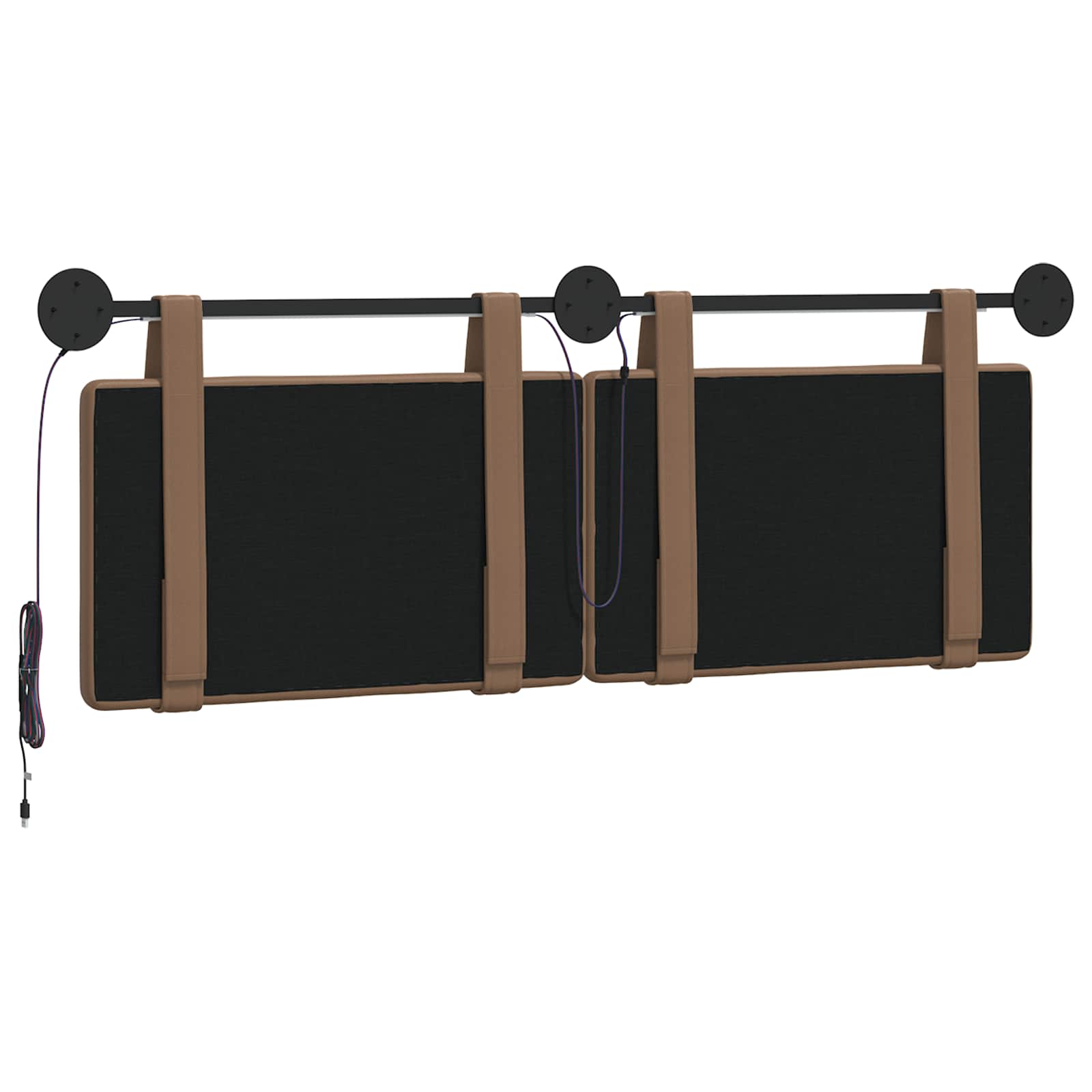 Tête de lit suspendue Avec lumière LED Cappuccino Simili cuir - XIOS