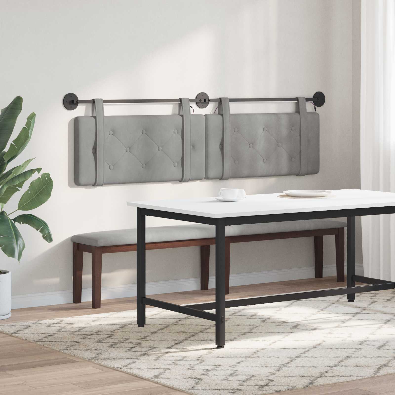 Tête de lit suspendue Avec lumière LED Gris clair Velours - XIOS