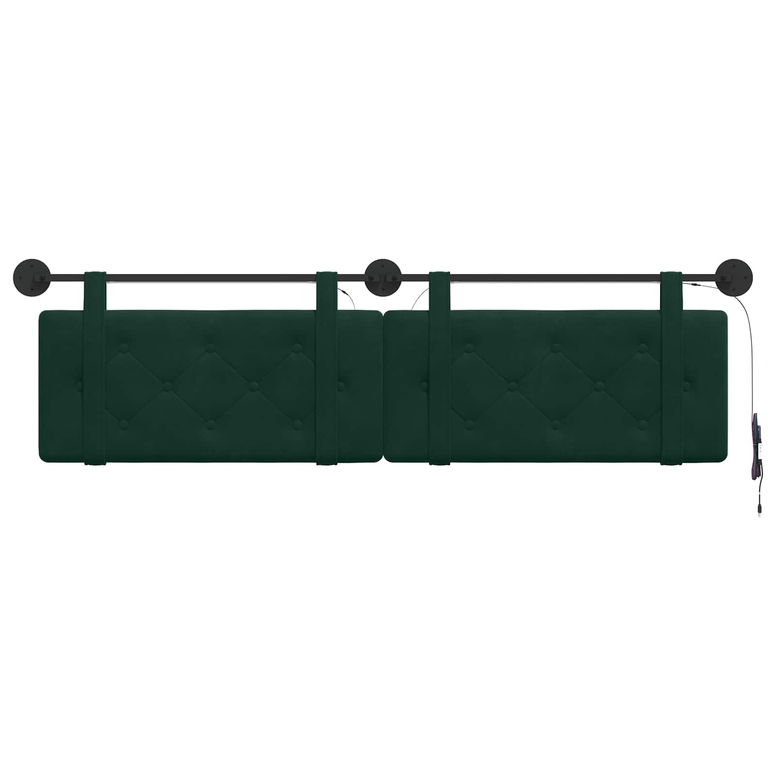 Tête de lit suspendue Avec lumière LED Vert foncé Velours - XIOS