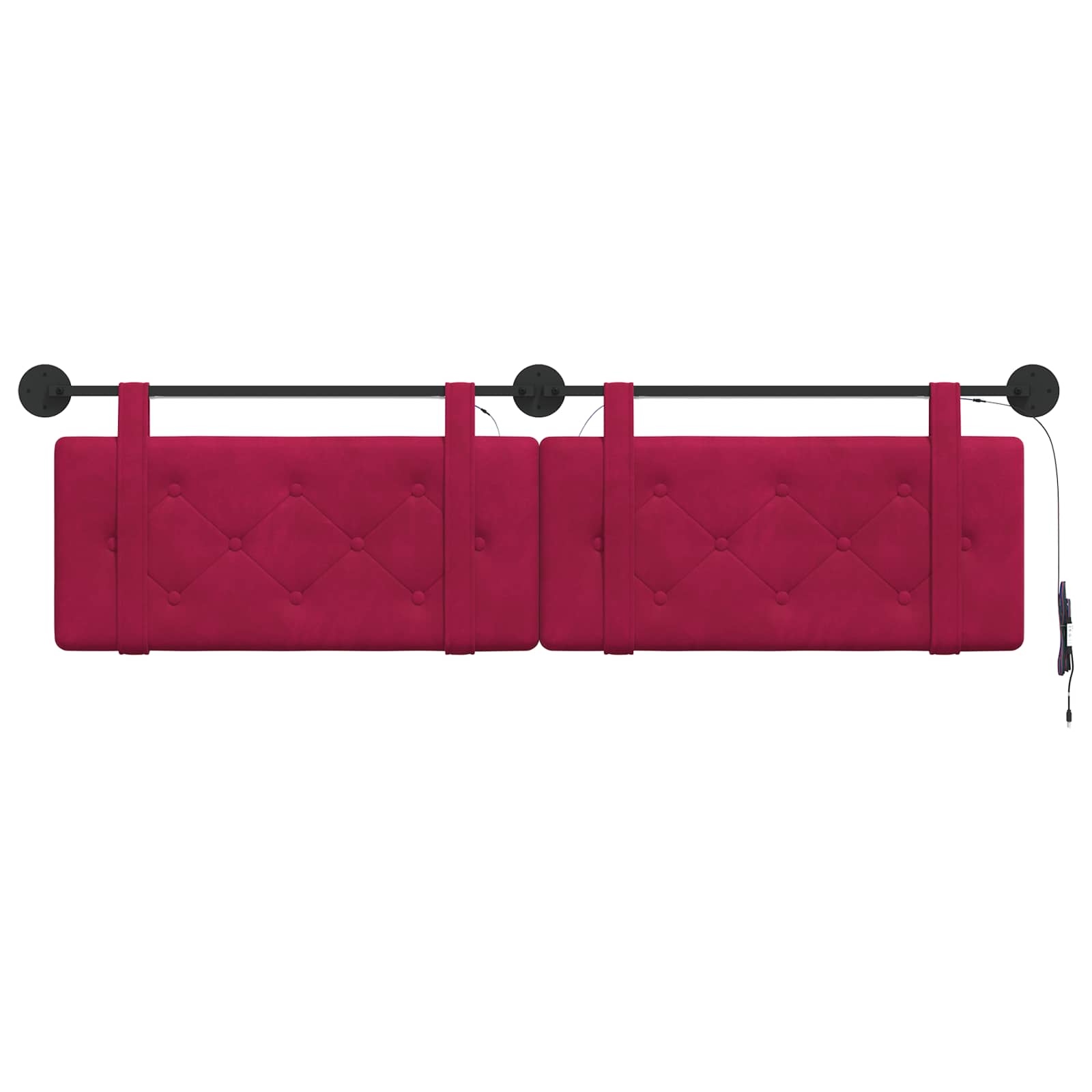 Tête de lit suspendue Avec lumière LED Bordeaux Velours - XIOS