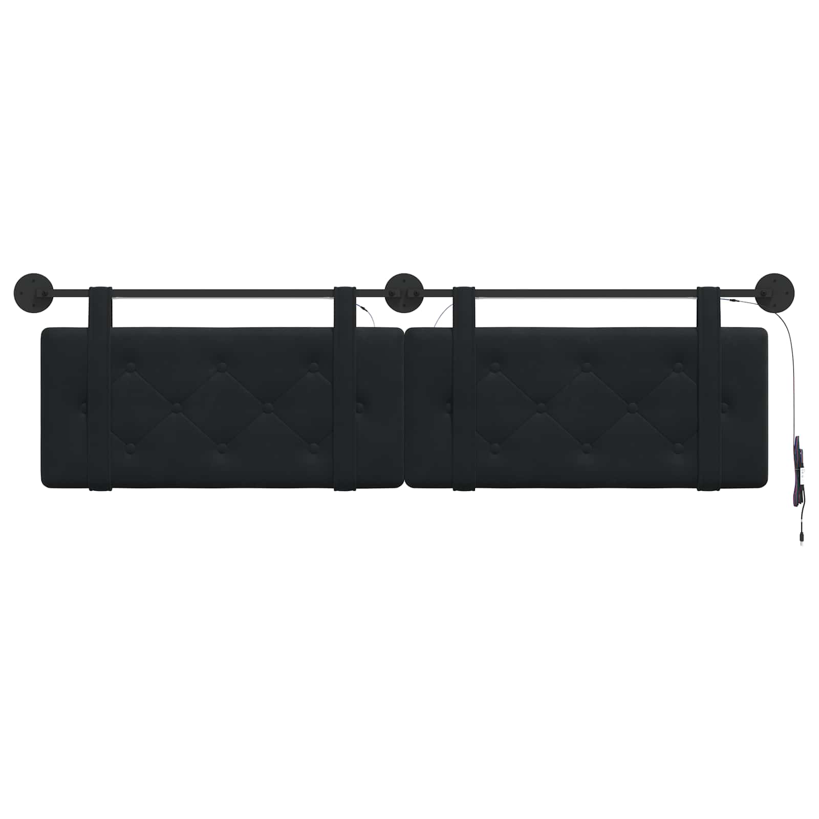 Tête de lit suspendue Avec lumière LED Noir Velours - XIOS