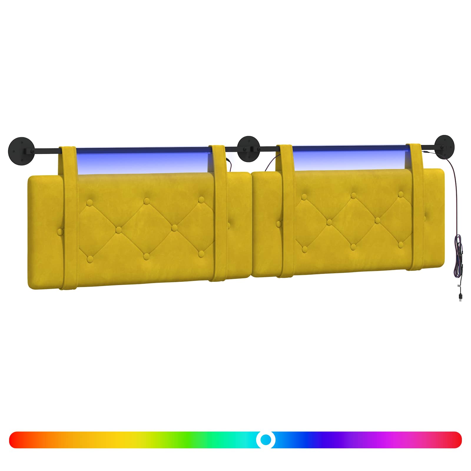 Tête de lit suspendue Avec lumière LED Jaune Velours - XIOS