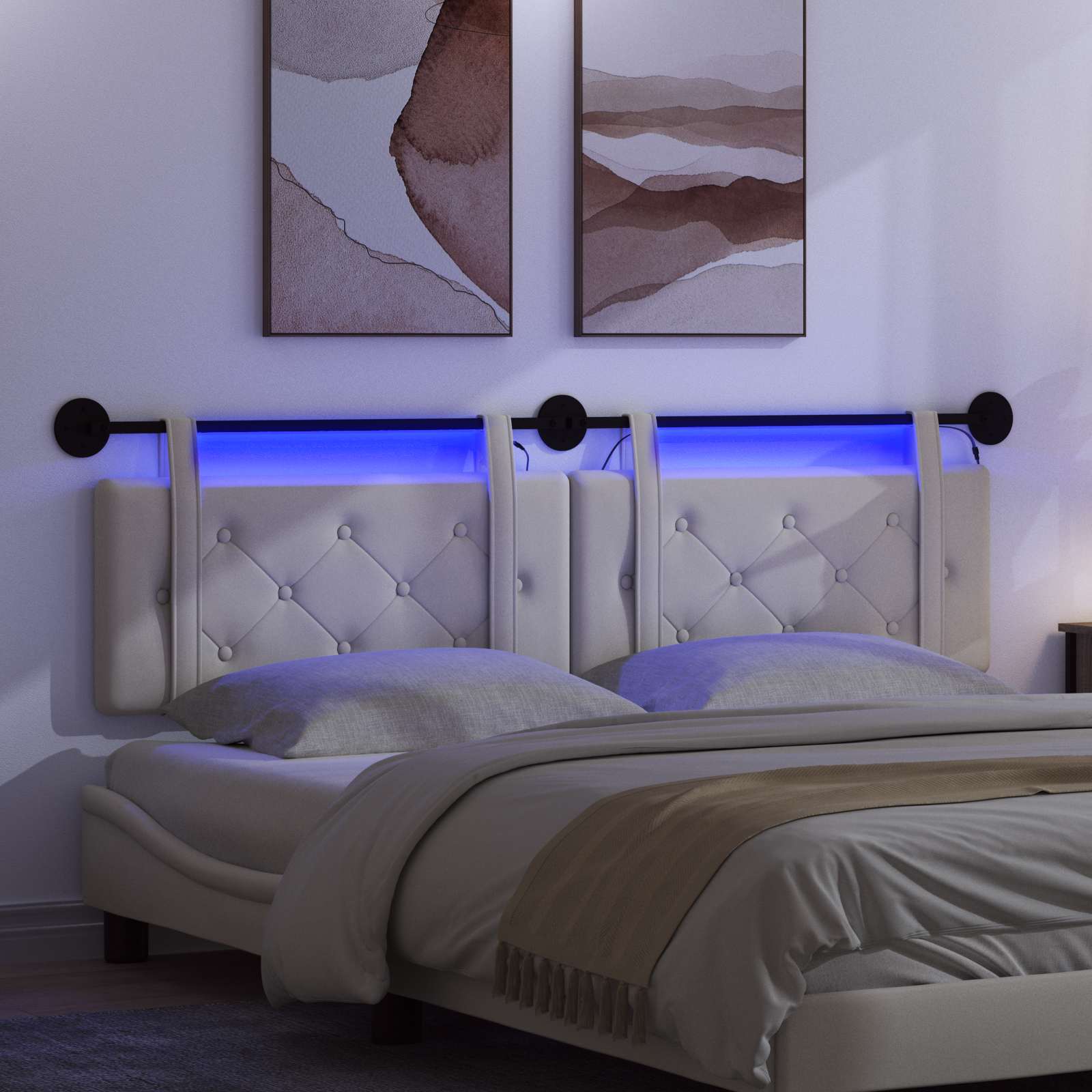 Tête de lit suspendue Avec lumière LED Crème Velours - XIOS