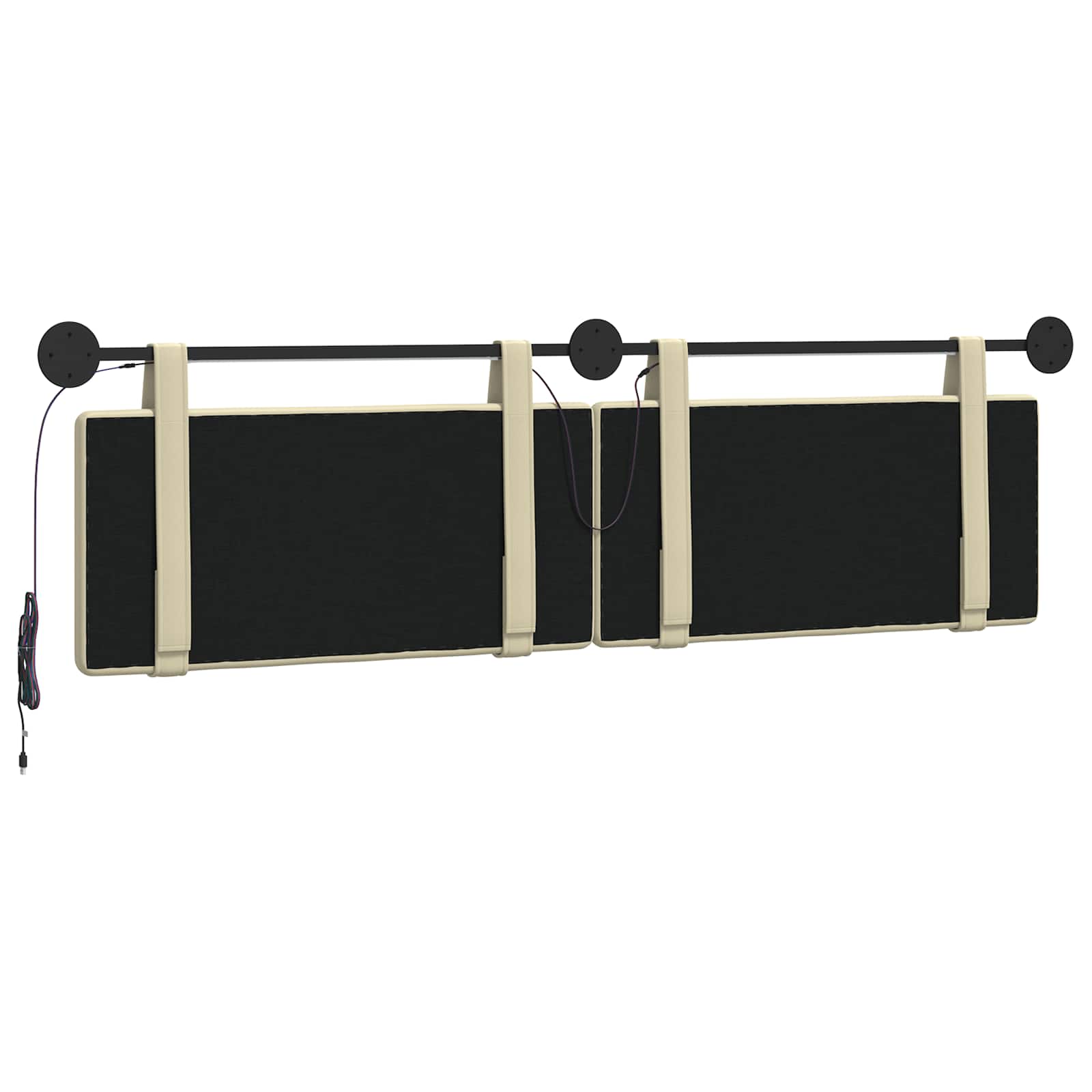 Tête de lit suspendue Avec lumière LED Crème Simili cuir - XIOS