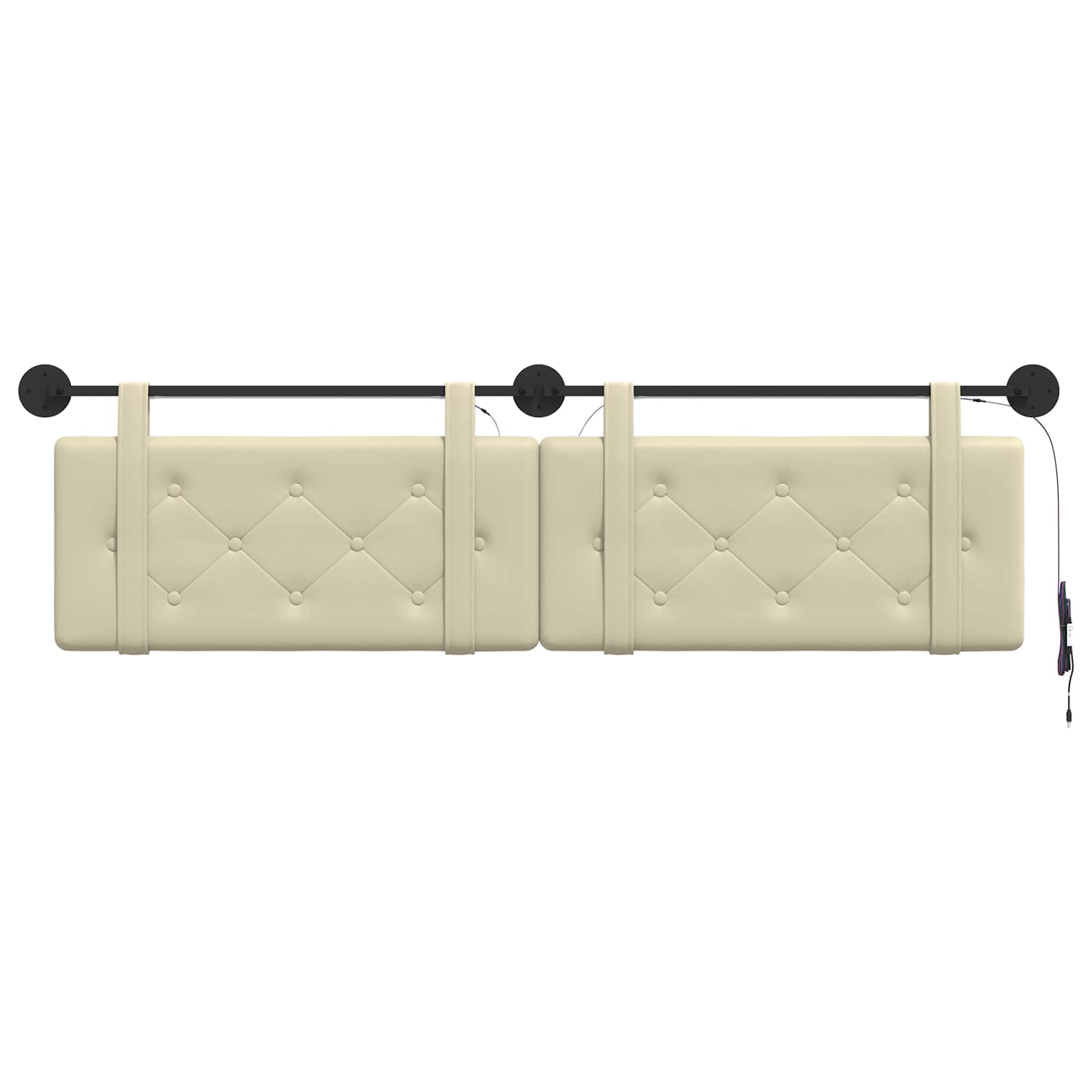 Tête de lit suspendue Avec lumière LED Crème Simili cuir - XIOS
