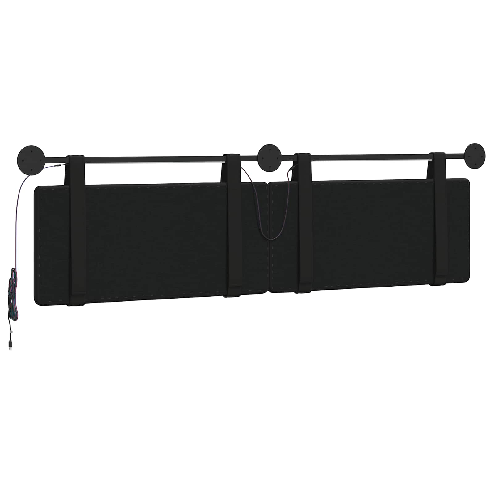 Tête de lit suspendue Avec lumière LED Noir Simili cuir - XIOS