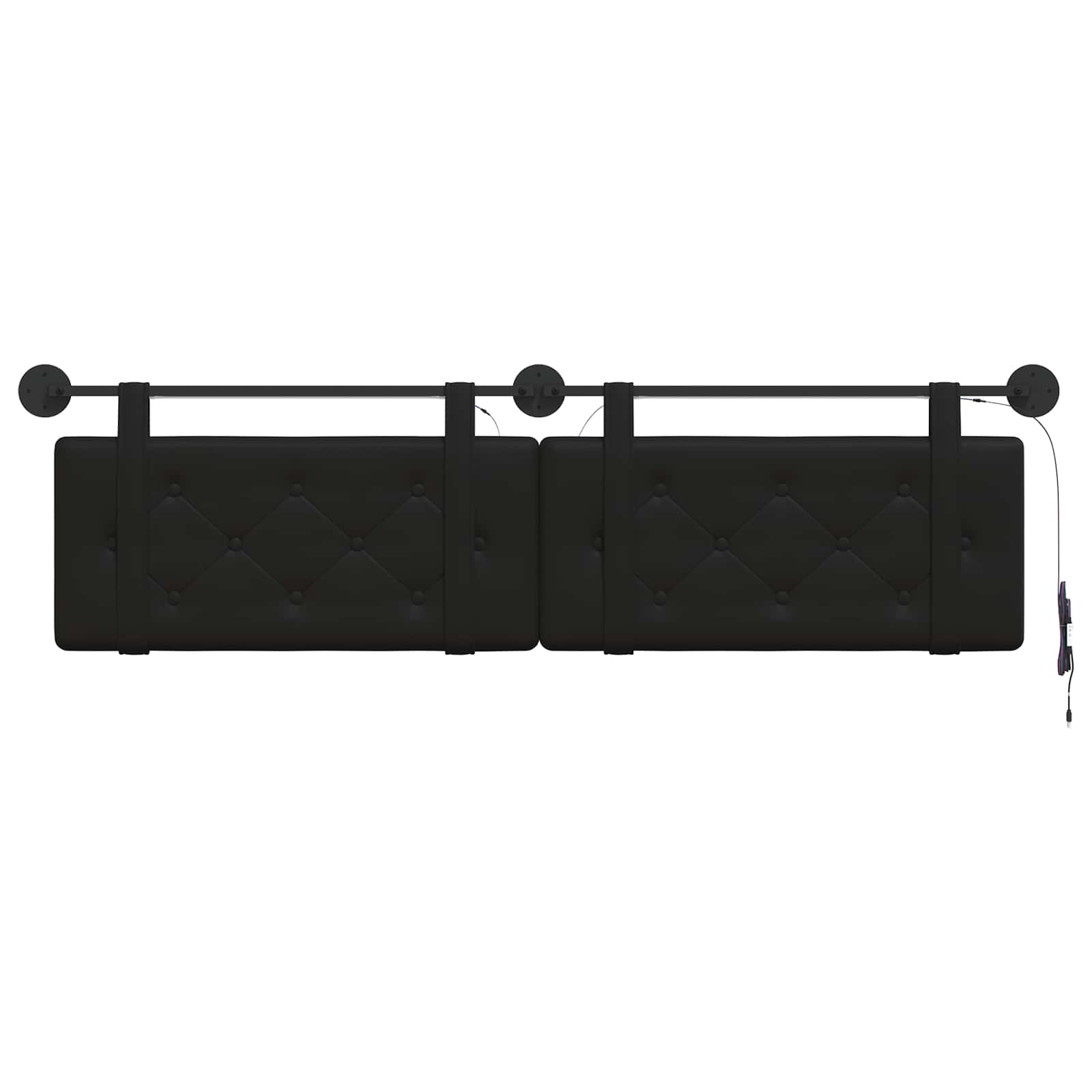 Tête de lit suspendue Avec lumière LED Noir Simili cuir - XIOS