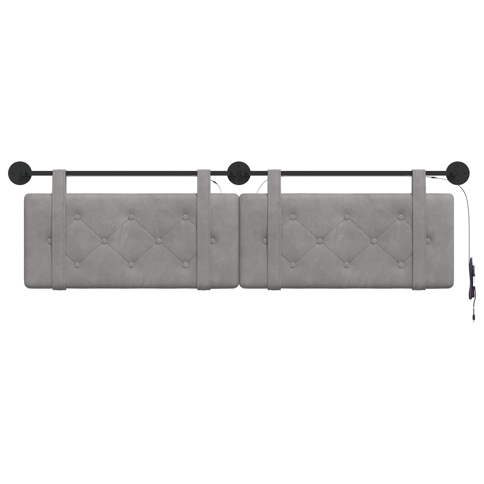 Tête de lit suspendue Avec lumière LED Gris clair Velours - XIOS