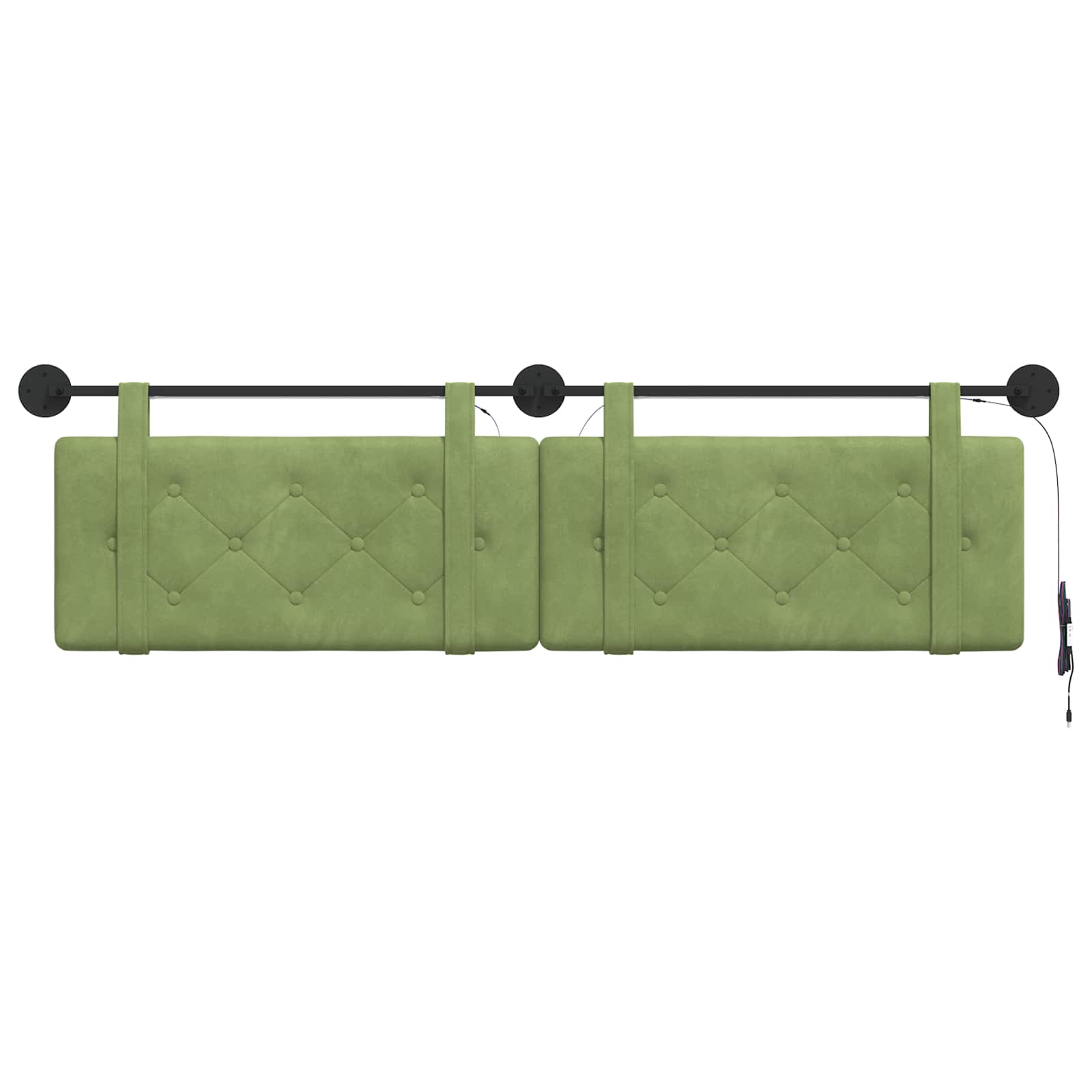 Tête de lit suspendue Avec lumière LED Vert clair Velours - XIOS