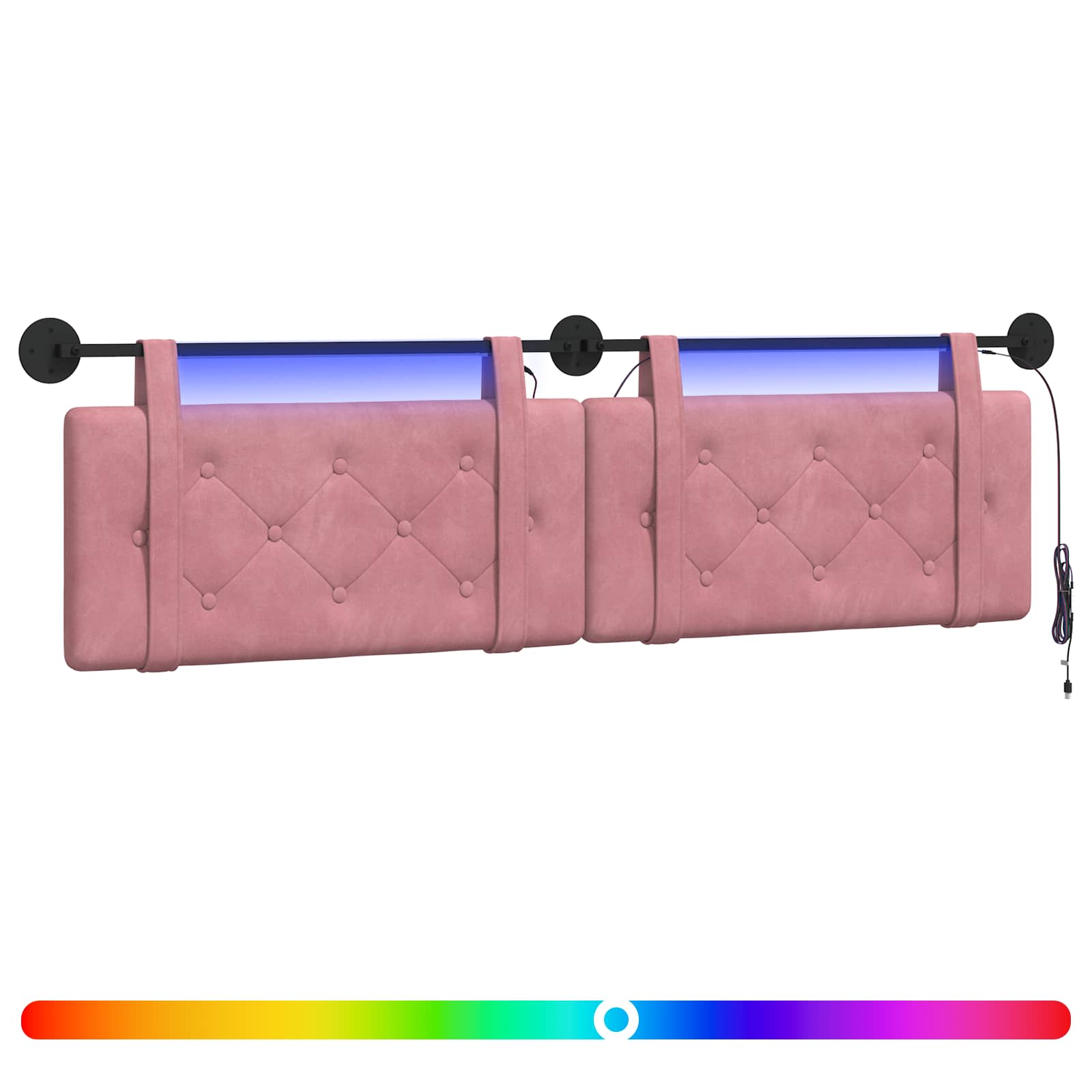 Tête de lit suspendue Avec lumière LED Rose Velours - XIOS