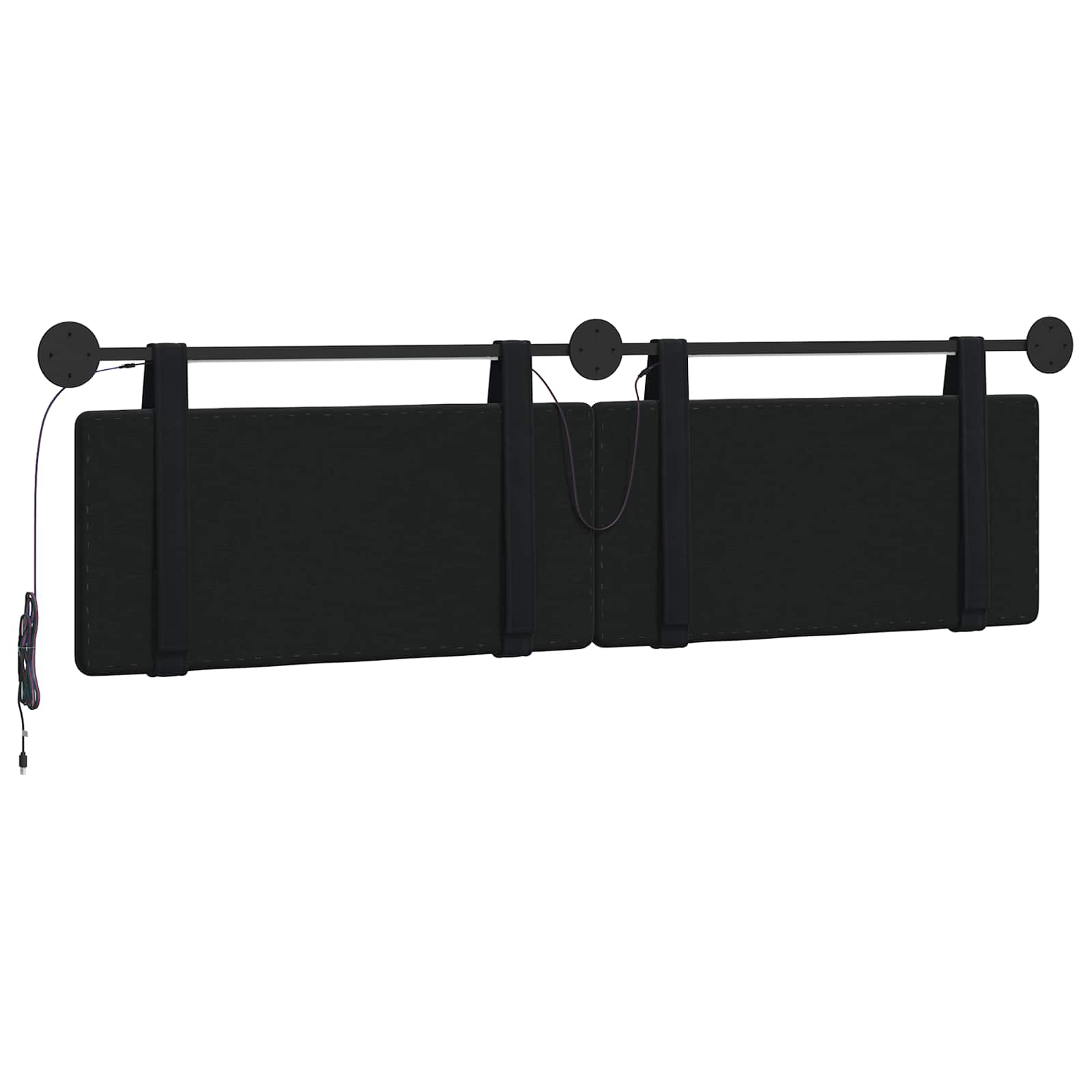 Tête de lit suspendue Avec lumière LED Noir Velours - XIOS