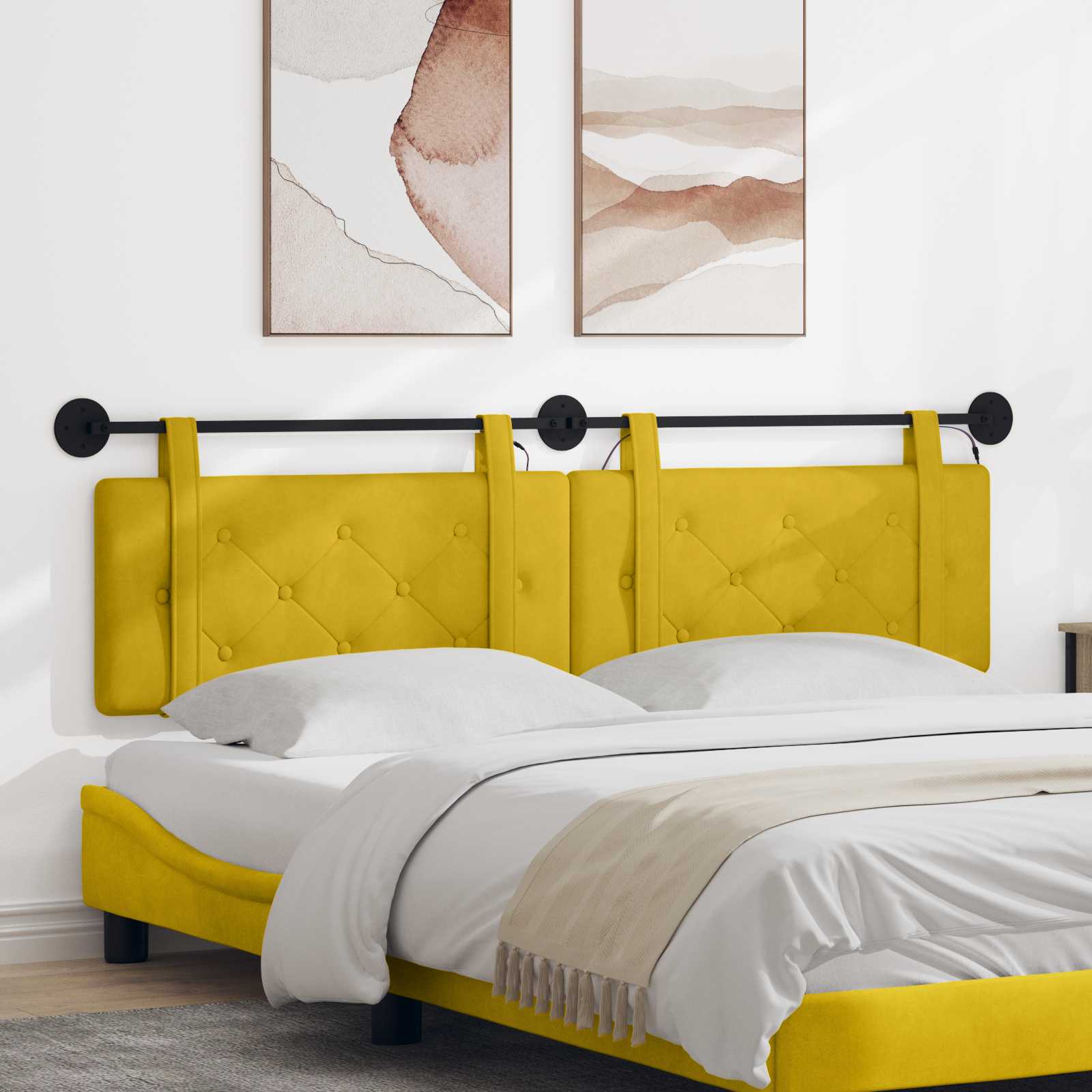 Tête de lit suspendue Avec lumière LED Jaune Velours - XIOS