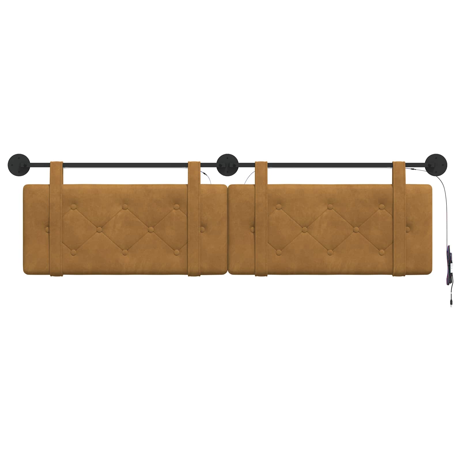 Tête de lit suspendue Avec lumière LED Marron Velours - XIOS