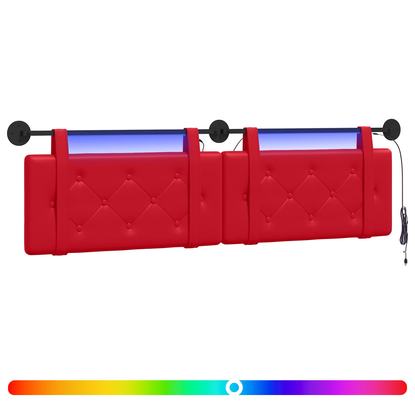 Tête de lit suspendue Avec lumière LED Rouge Simili cuir - XIOS