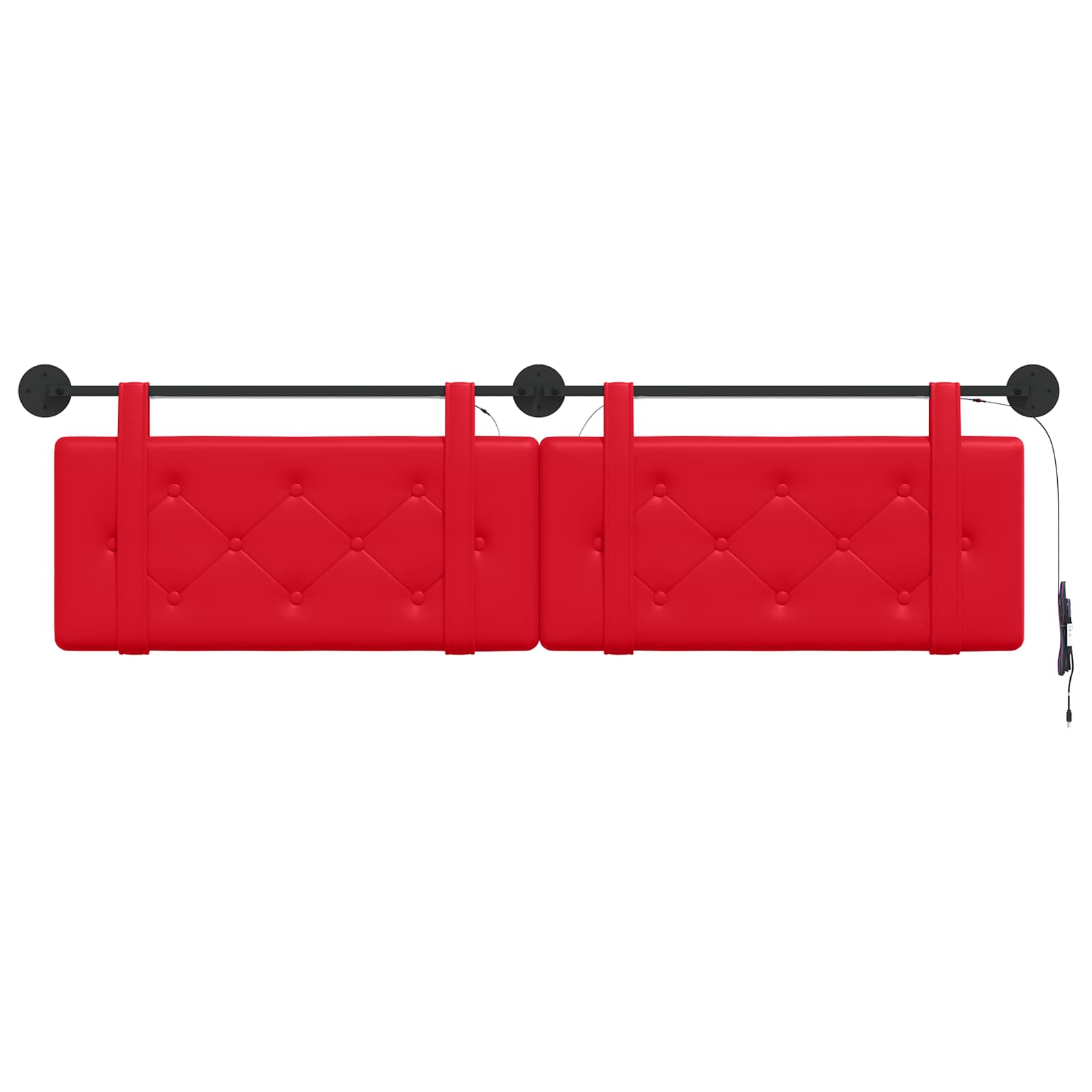 Tête de lit suspendue Avec lumière LED Rouge Simili cuir - XIOS