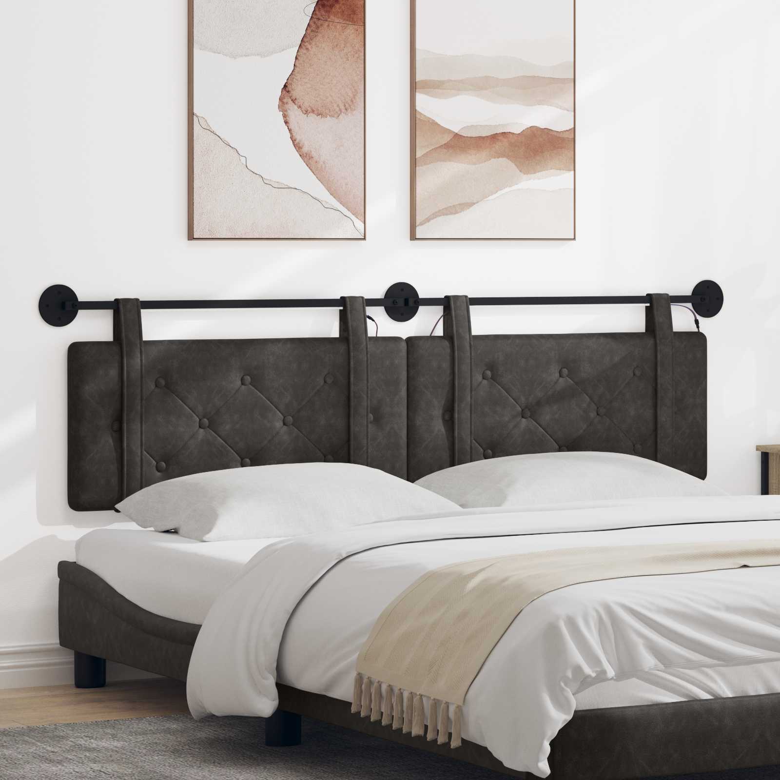 Tête de lit suspendue Avec lumière LED Noir PU antique - XIOS