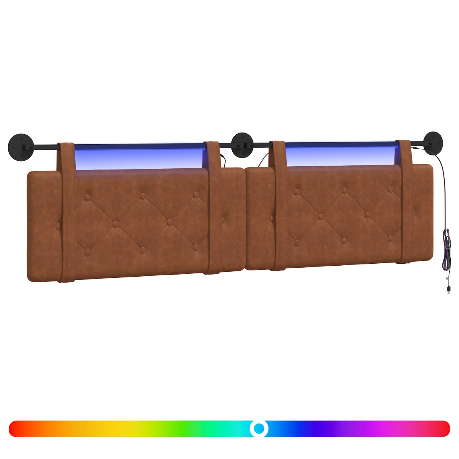 Tête de lit suspendue Avec lumière LED Marron PU antique - XIOS