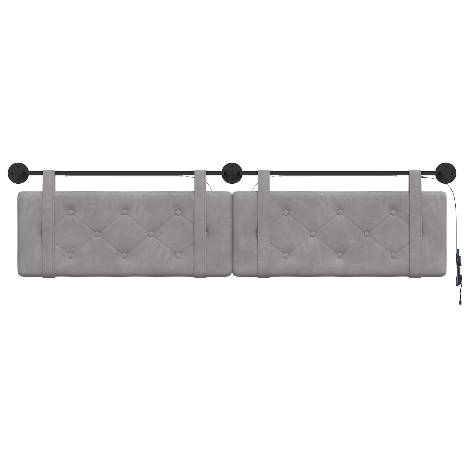 Tête de lit suspendue Avec lumière LED Gris clair Velours - XIOS