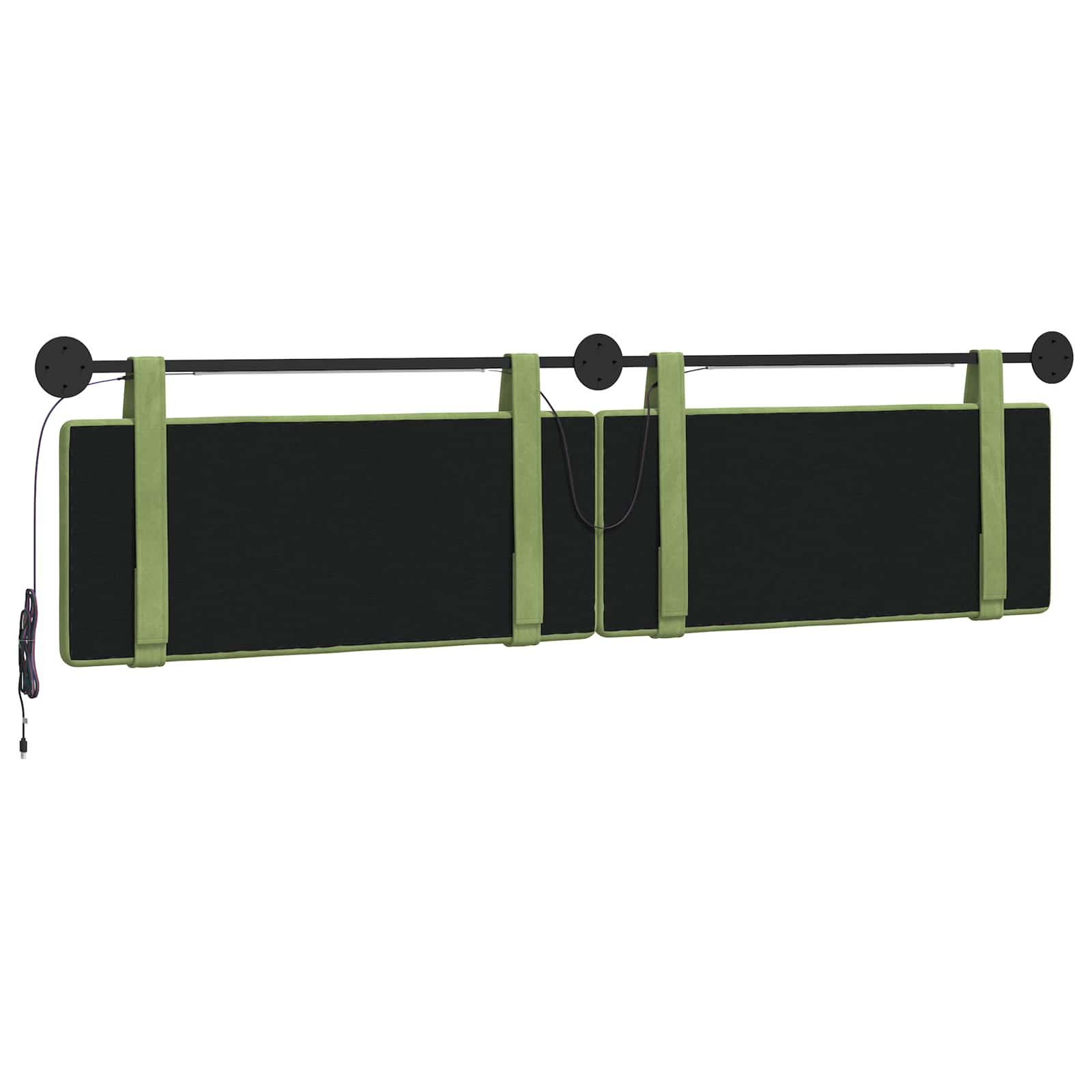 Tête de lit suspendue Avec lumière LED Vert clair Velours - XIOS