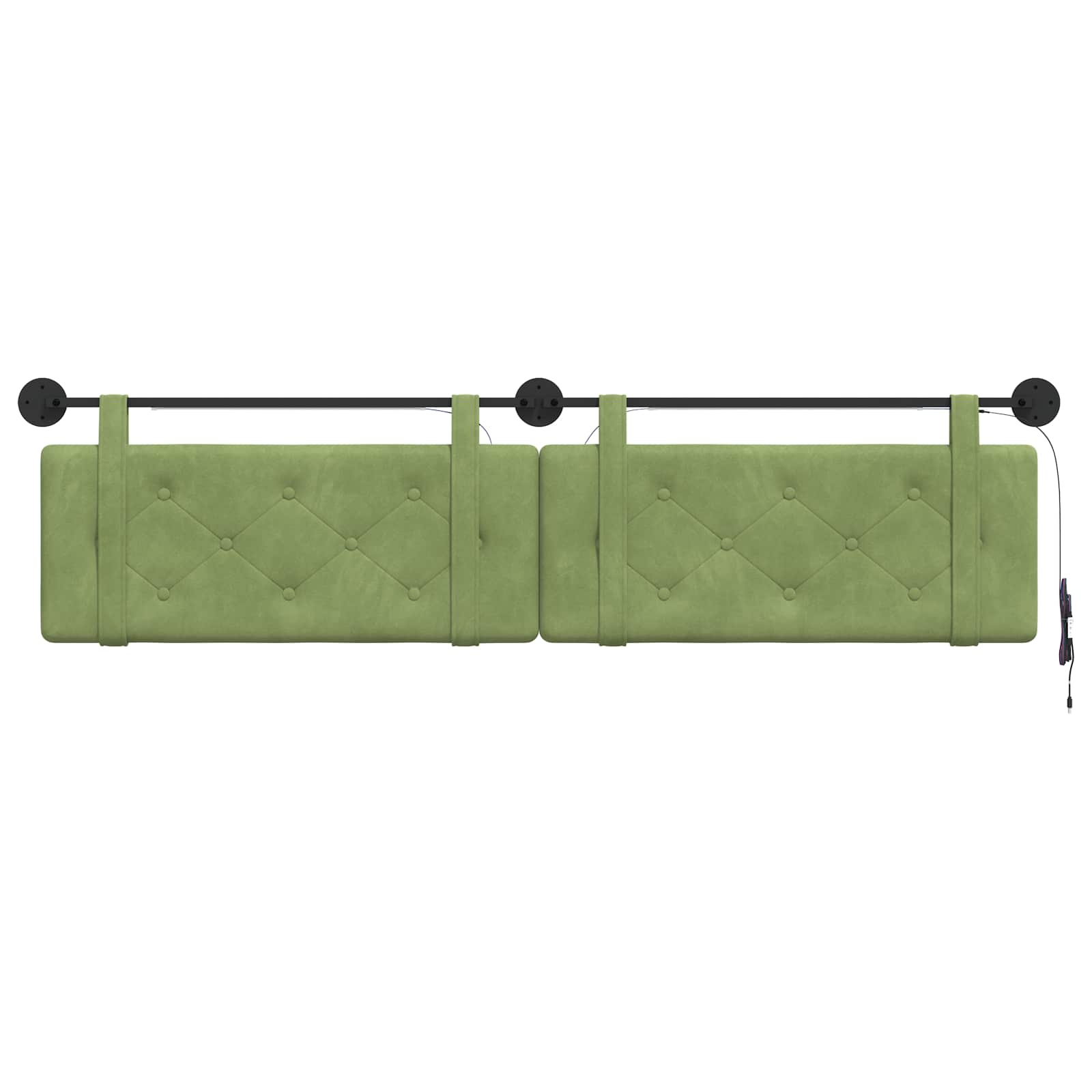 Tête de lit suspendue Avec lumière LED Vert clair Velours - XIOS