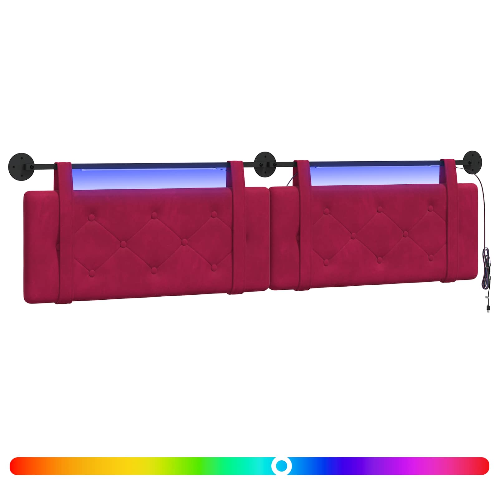 Tête de lit suspendue Avec lumière LED Bordeaux Velours - XIOS