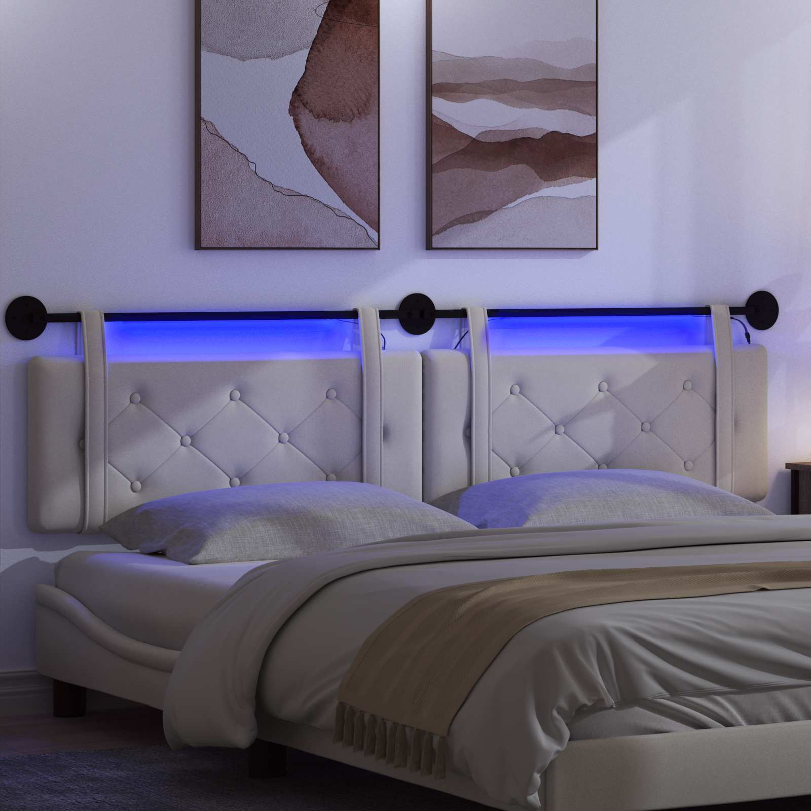 Tête de lit suspendue Avec lumière LED Crème Velours - XIOS
