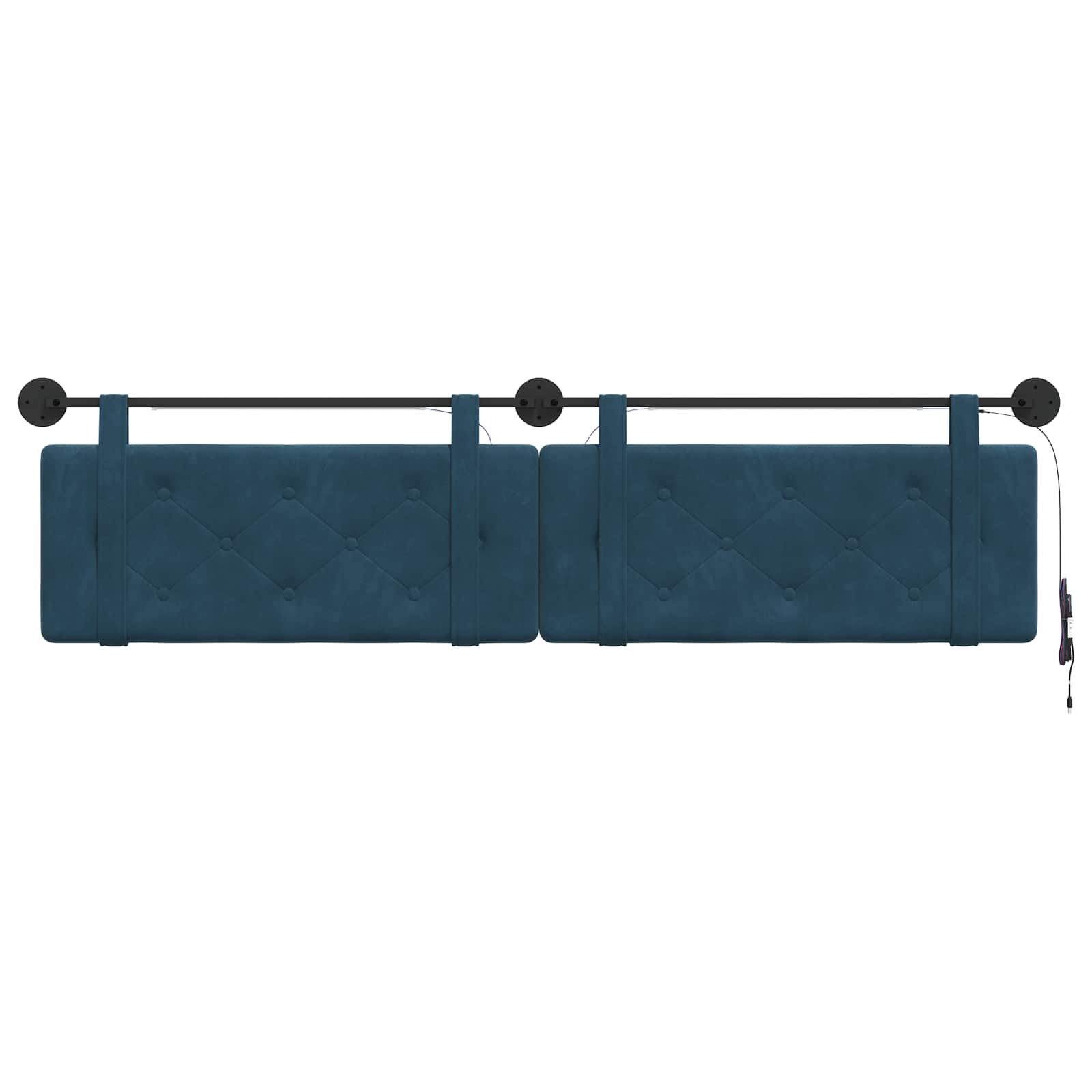 Tête de lit suspendue Avec lumière LED Bleu Velours - XIOS