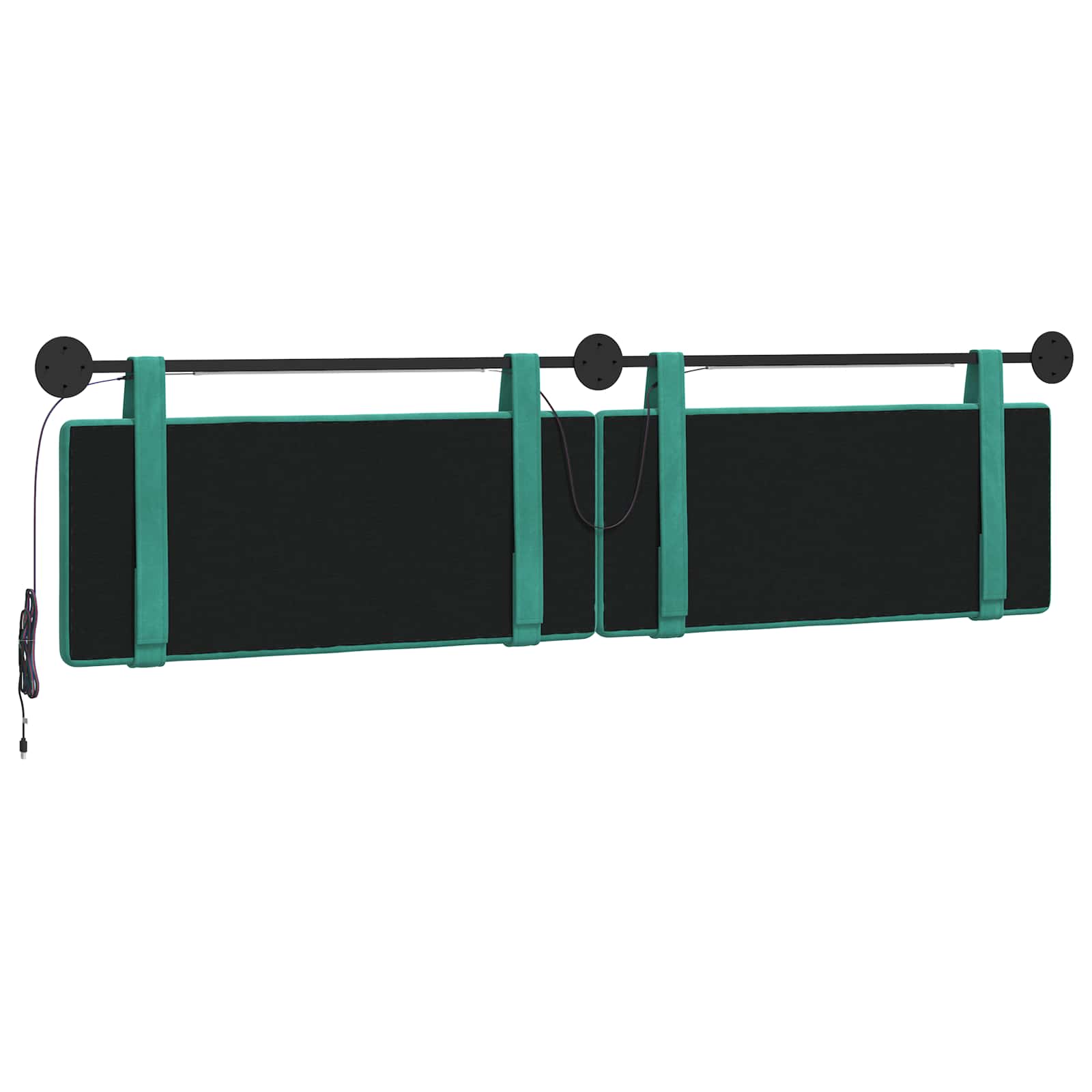 Tête de lit suspendue Avec lumière LED Turquoise Velours - XIOS
