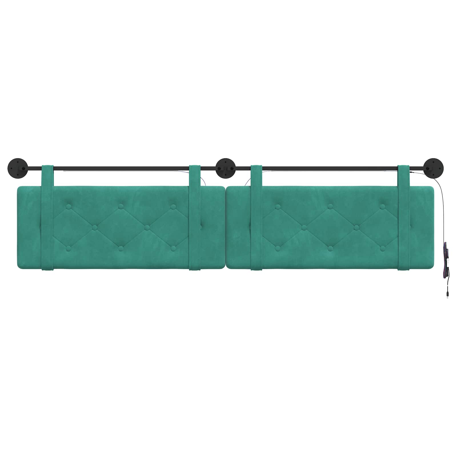 Tête de lit suspendue Avec lumière LED Turquoise Velours - XIOS