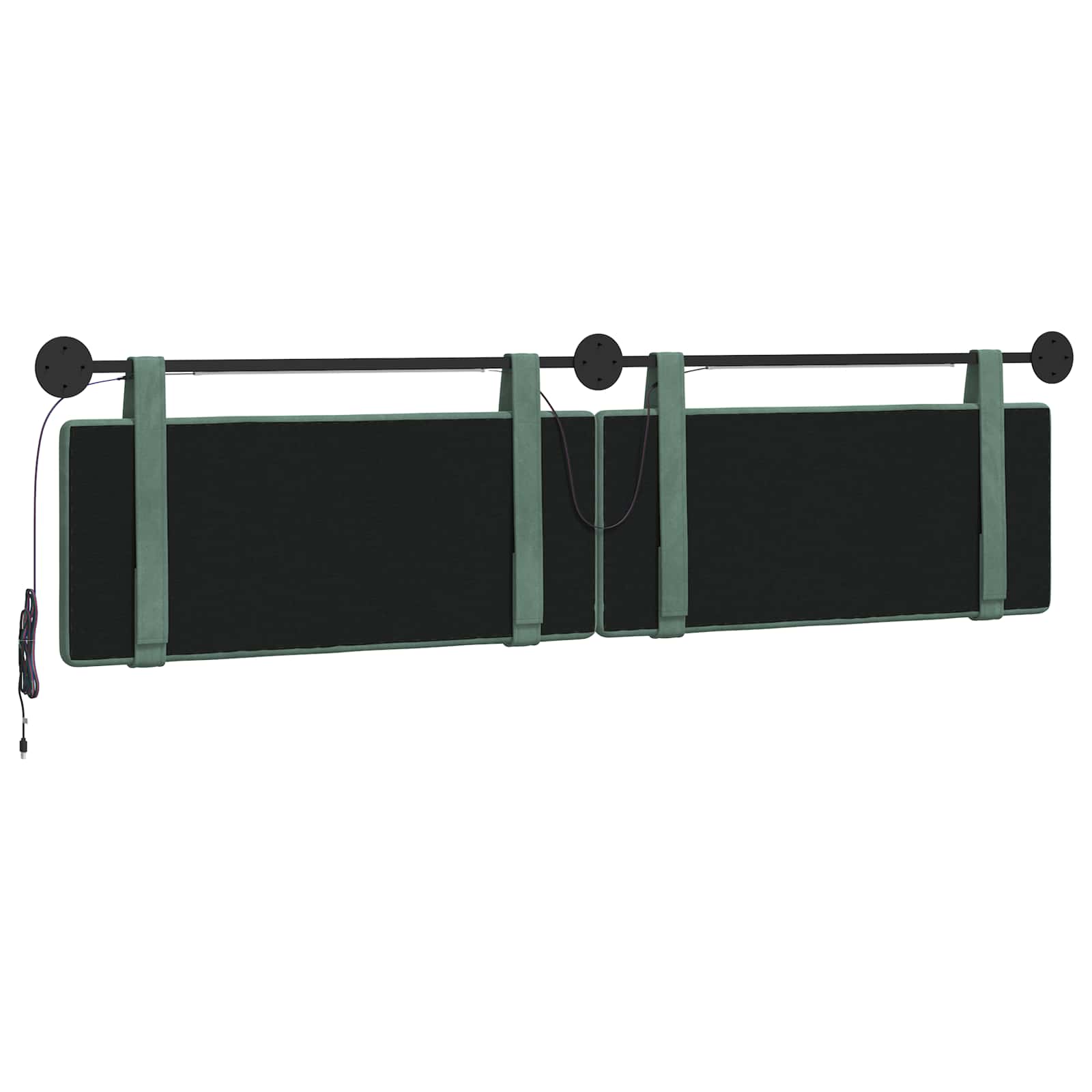 Tête de lit suspendue Avec lumière LED Vert Mer Velours - XIOS
