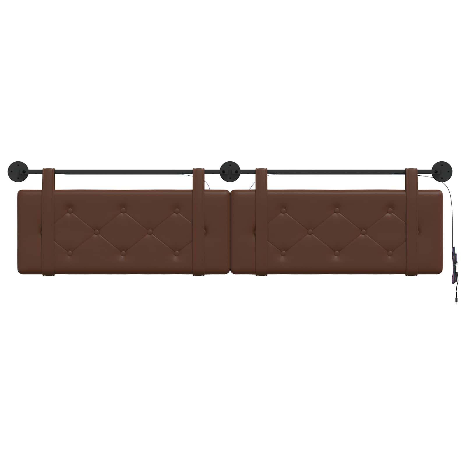 Tête de lit suspendue Avec lumière LED Marron Simili cuir - XIOS