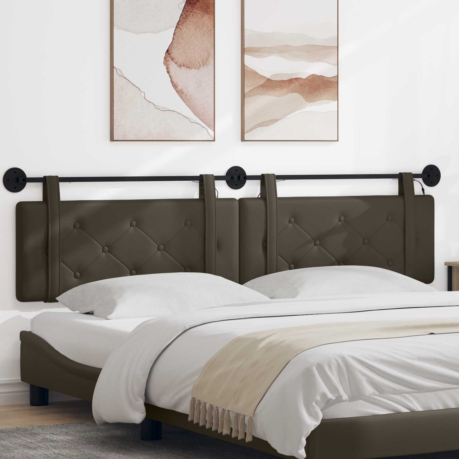 Tête de lit suspendue Avec lumière LED Gris Simili cuir - XIOS