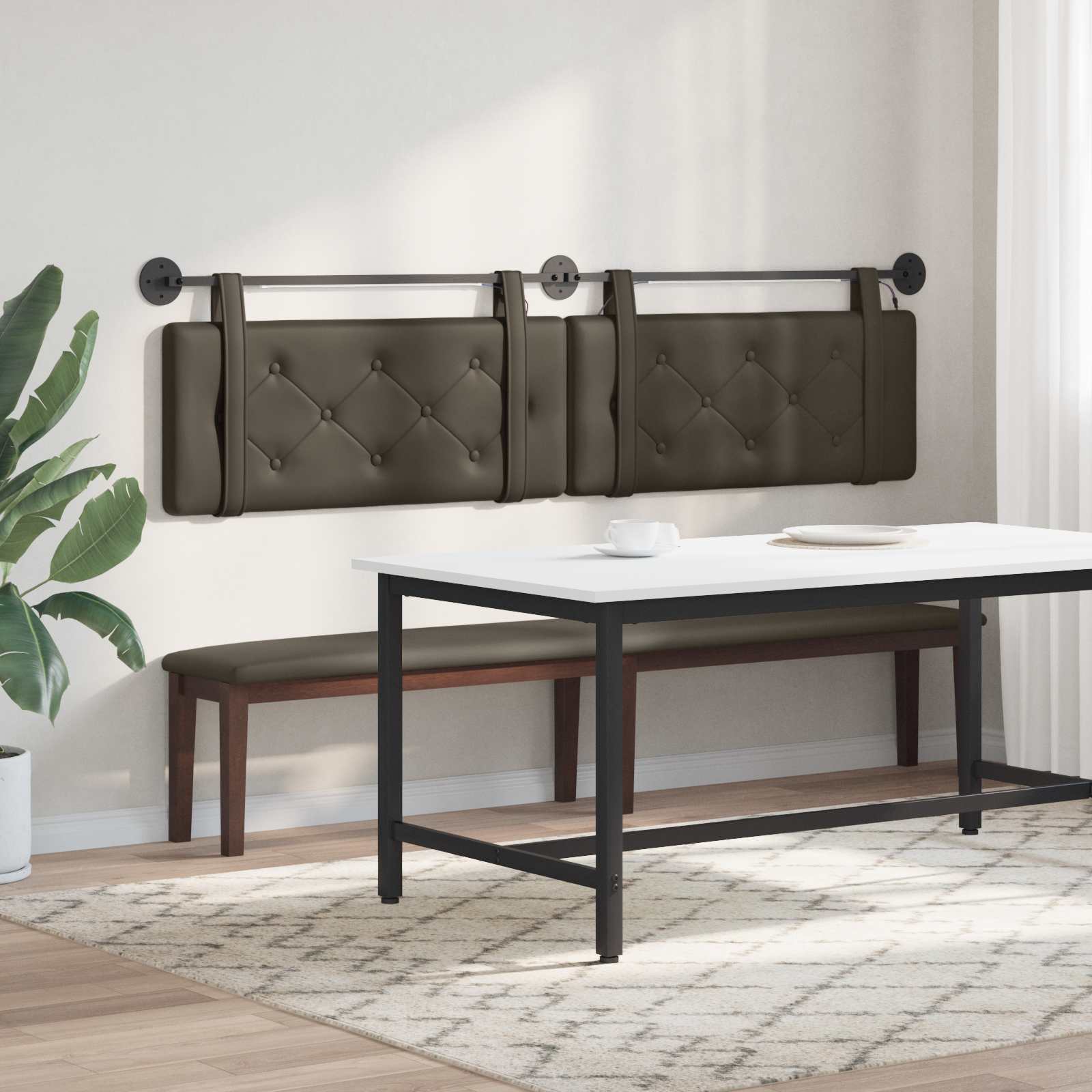 Tête de lit suspendue Avec lumière LED Gris Simili cuir - XIOS