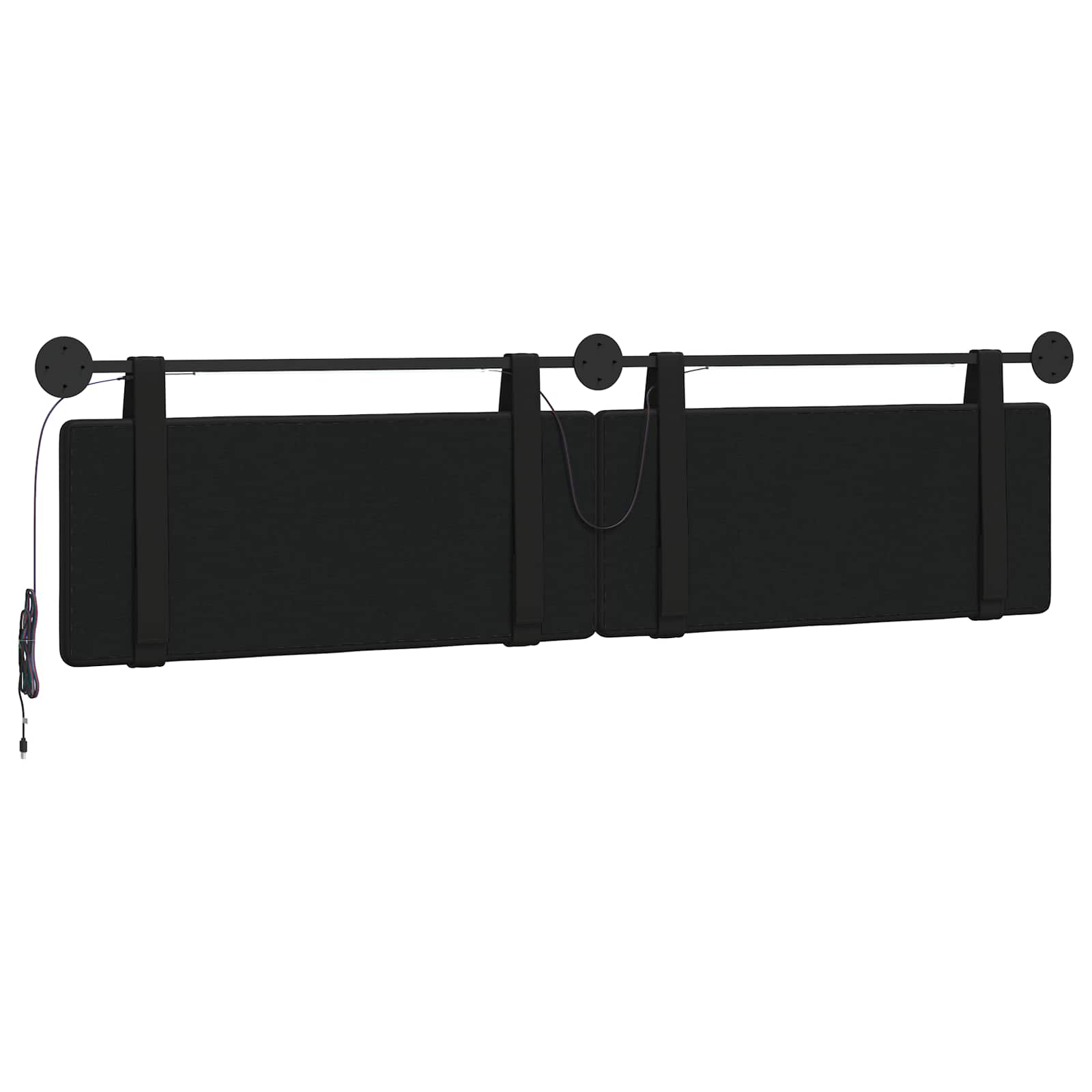 Tête de lit suspendue Avec lumière LED Noir Simili cuir - XIOS