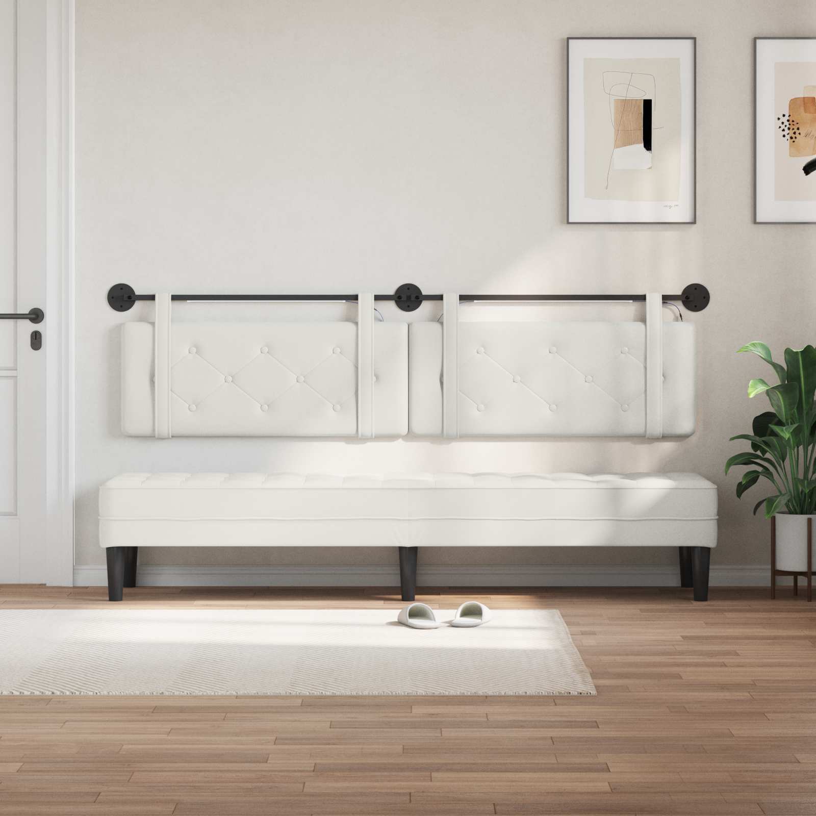 Tête de lit suspendue Avec lumière LED Blanc Simili cuir - XIOS