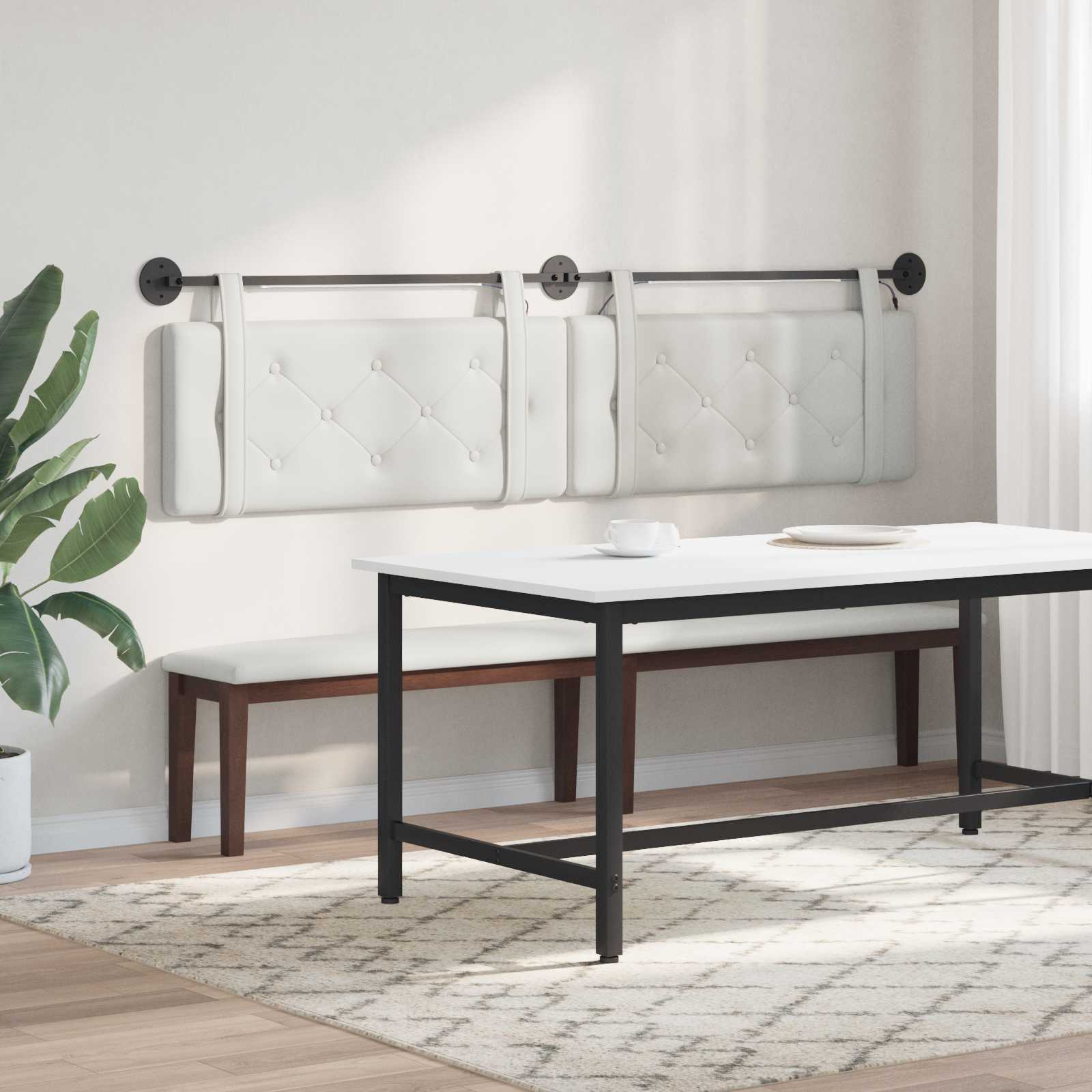 Tête de lit suspendue Avec lumière LED Blanc Simili cuir - XIOS