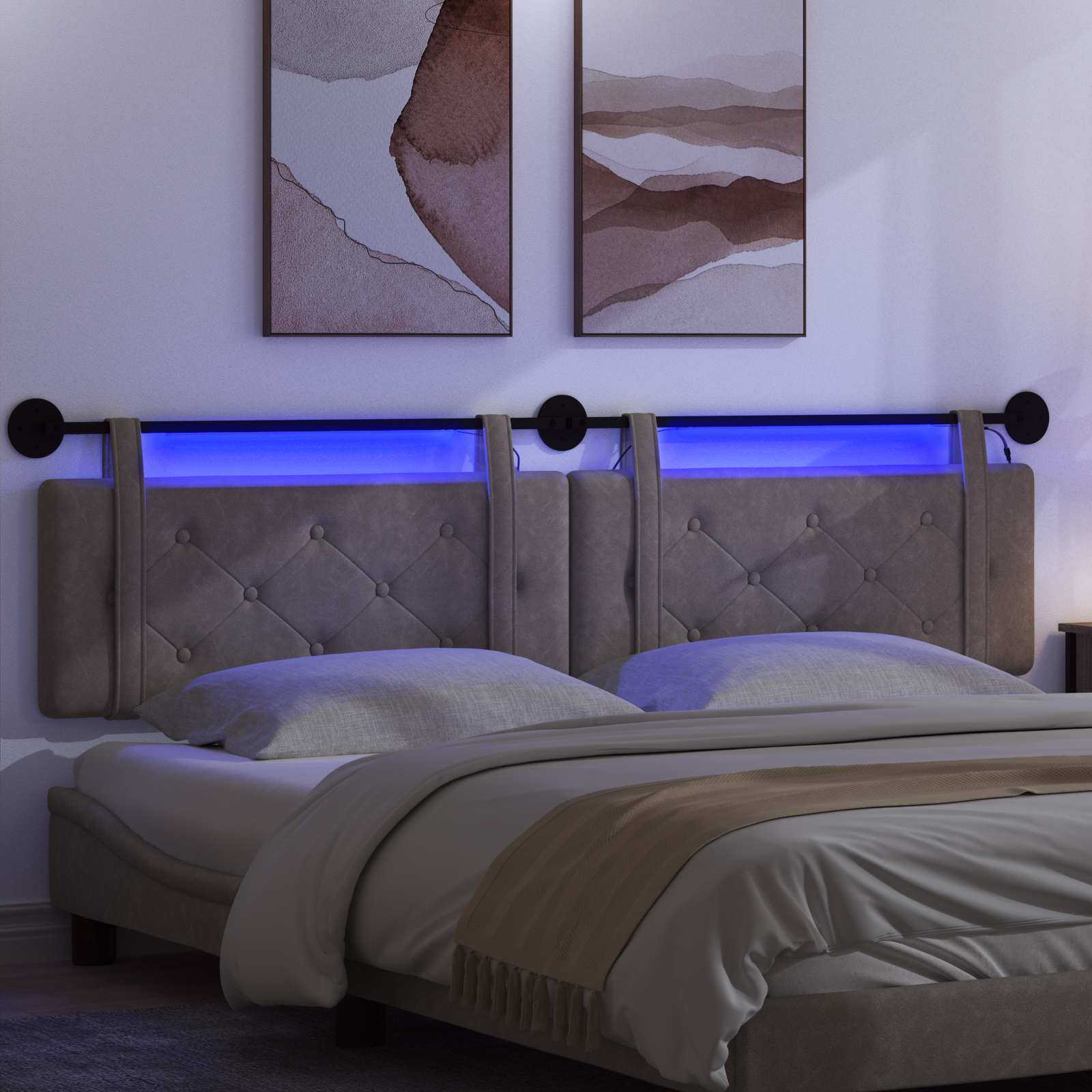 Tête de lit suspendue Avec lumière LED Gris PU antique - XIOS
