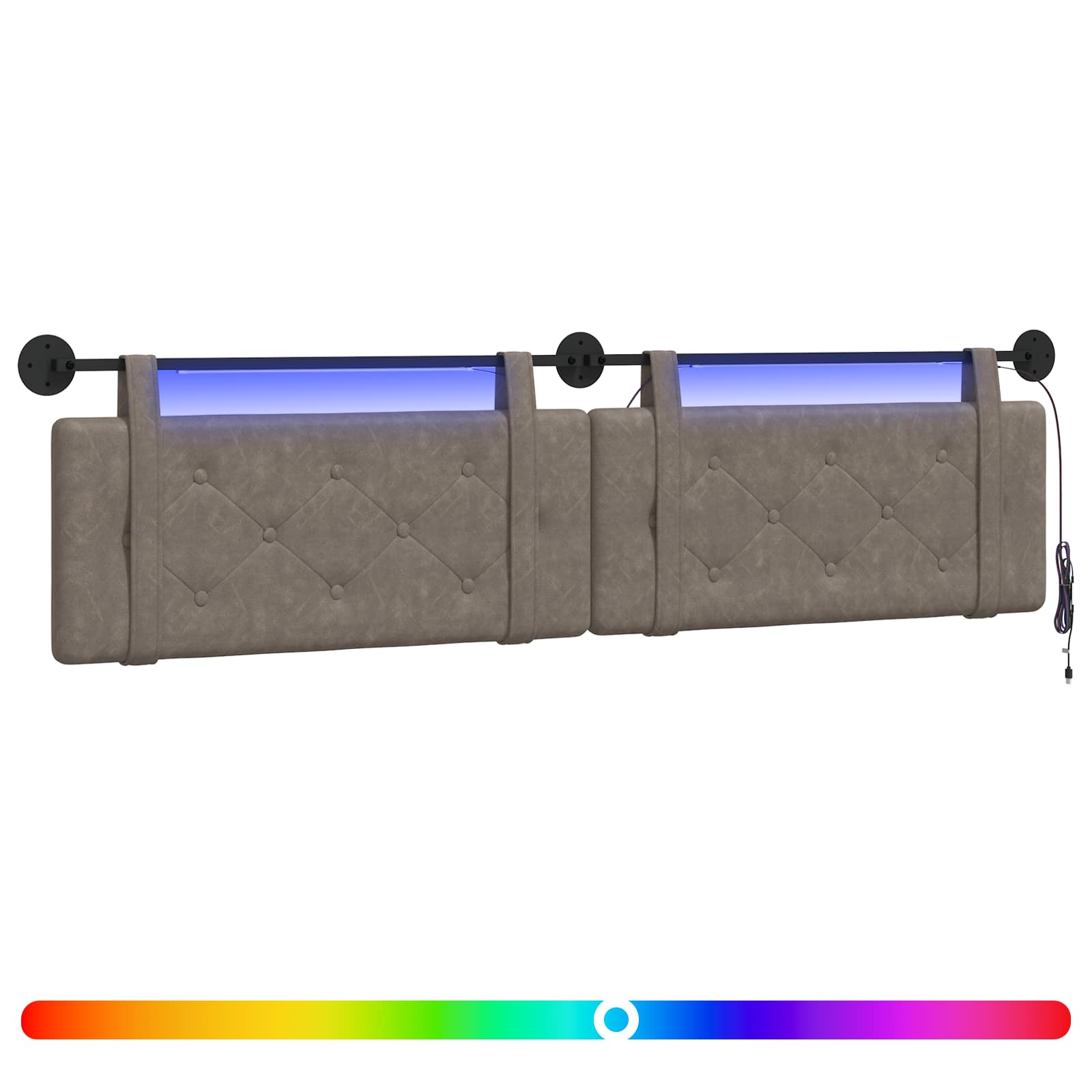Tête de lit suspendue Avec lumière LED Gris PU antique - XIOS