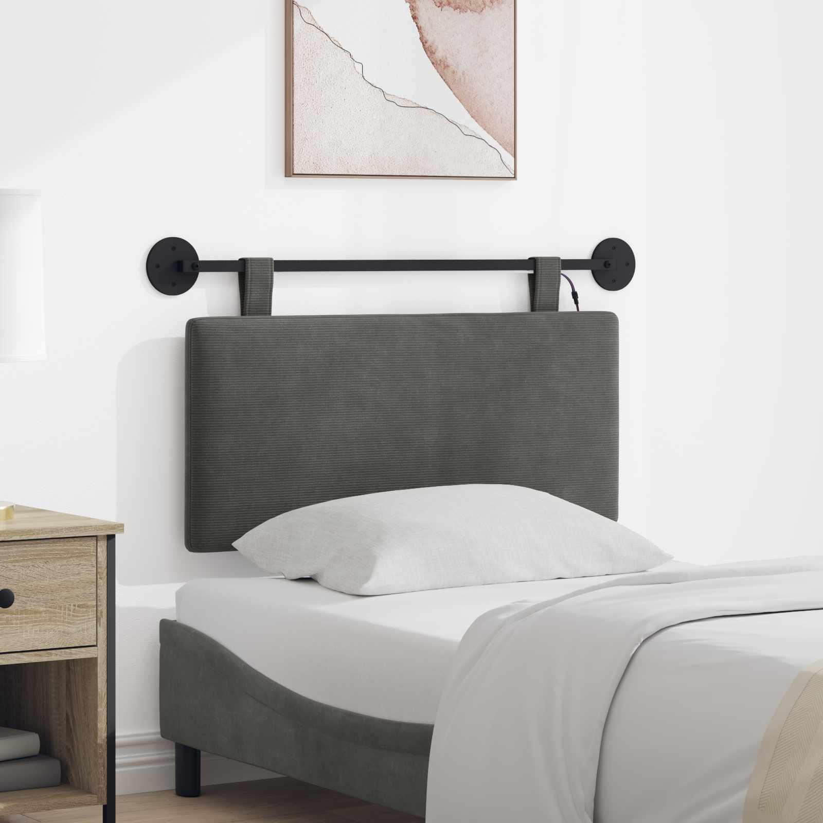 Tête de lit suspendue Gris foncé Tissu en velours côtelé - XIOS