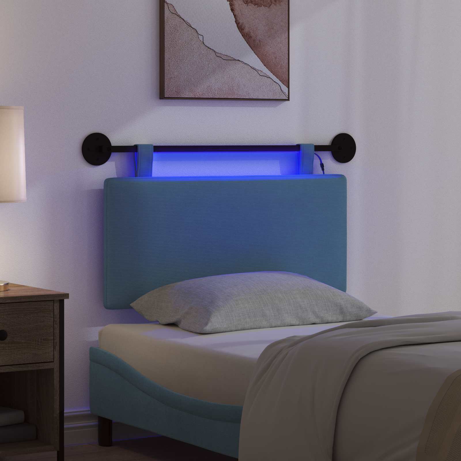 Tête de lit suspendue Bleu Tissu en velours côtelé - XIOS