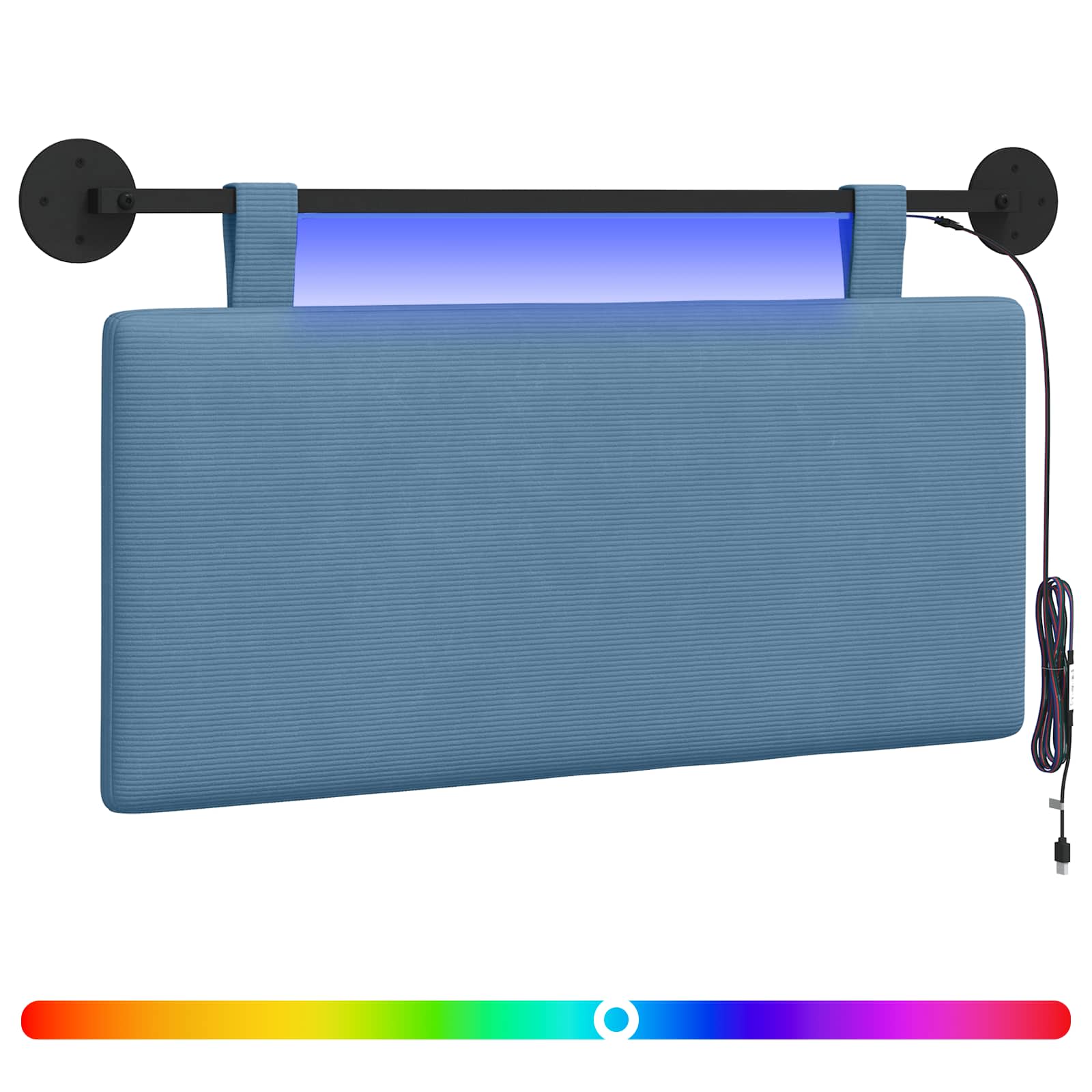 Tête de lit suspendue Bleu Tissu en velours côtelé - XIOS