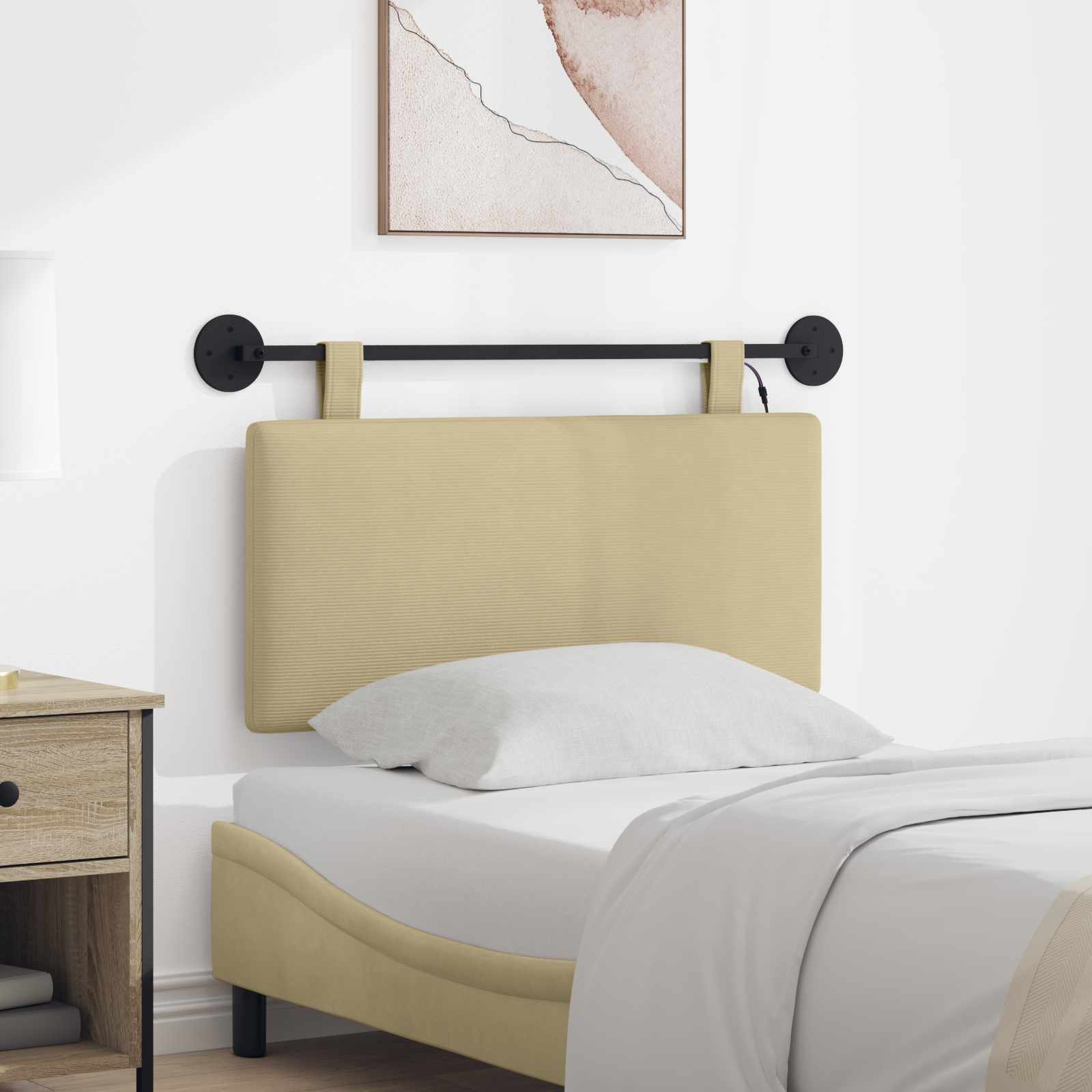 Tête de lit suspendue Gris Vert Clair Tissu en velours côtelé - XIOS