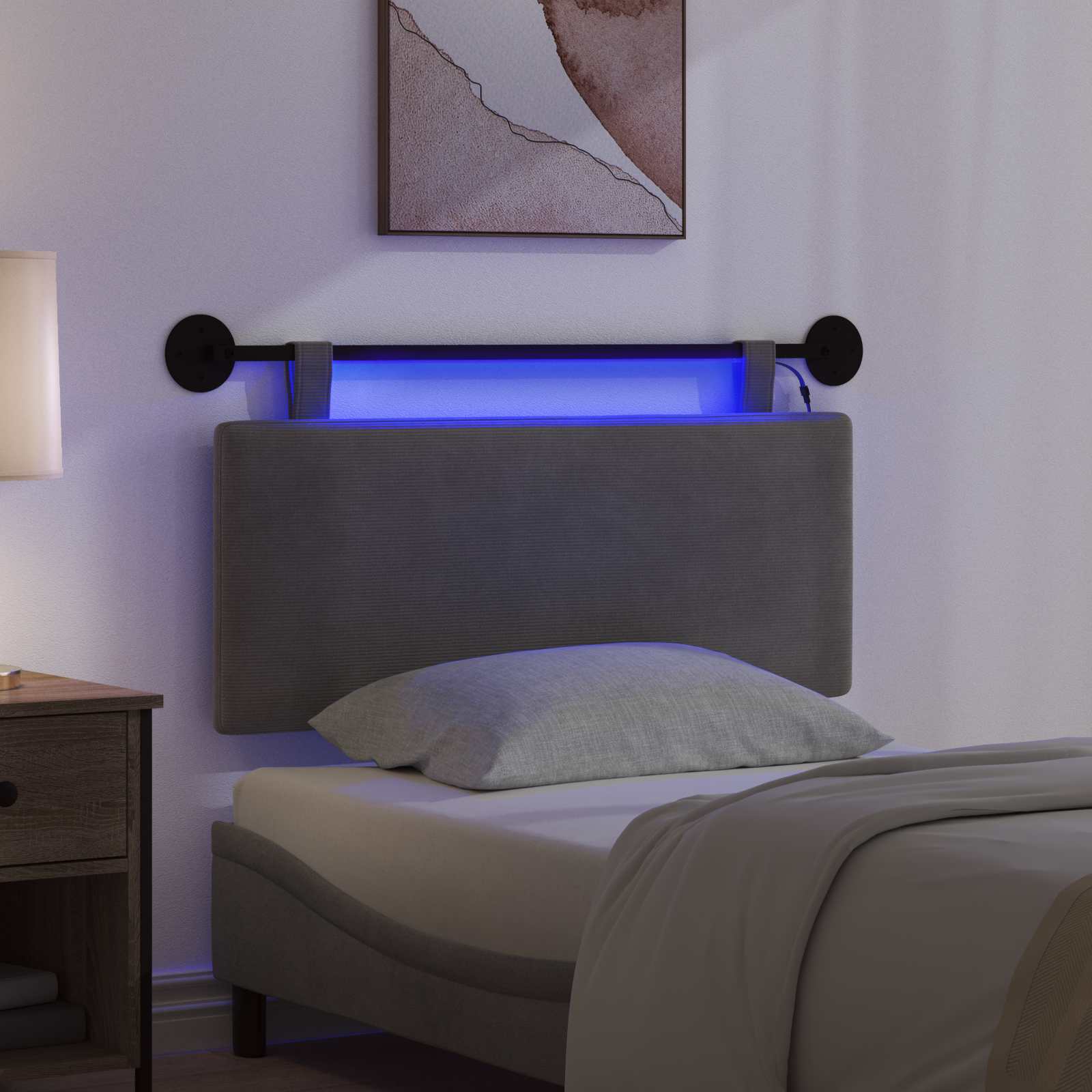 Tête de lit suspendue Gris foncé Tissu en velours côtelé - XIOS
