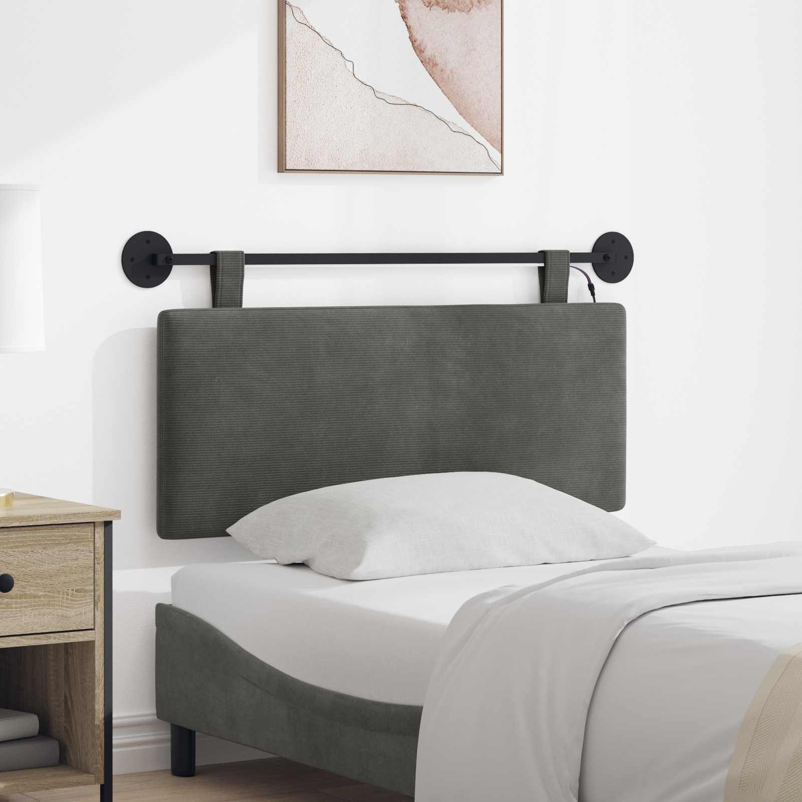 Tête de lit suspendue Gris foncé Tissu en velours côtelé - XIOS
